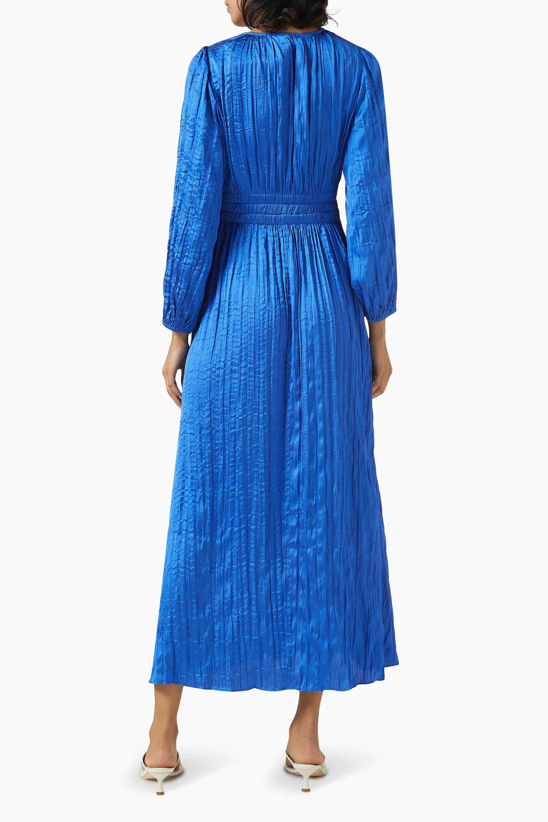 Buy Maje Blue V-neck Midi Dress For Women Online Ounass UAE
