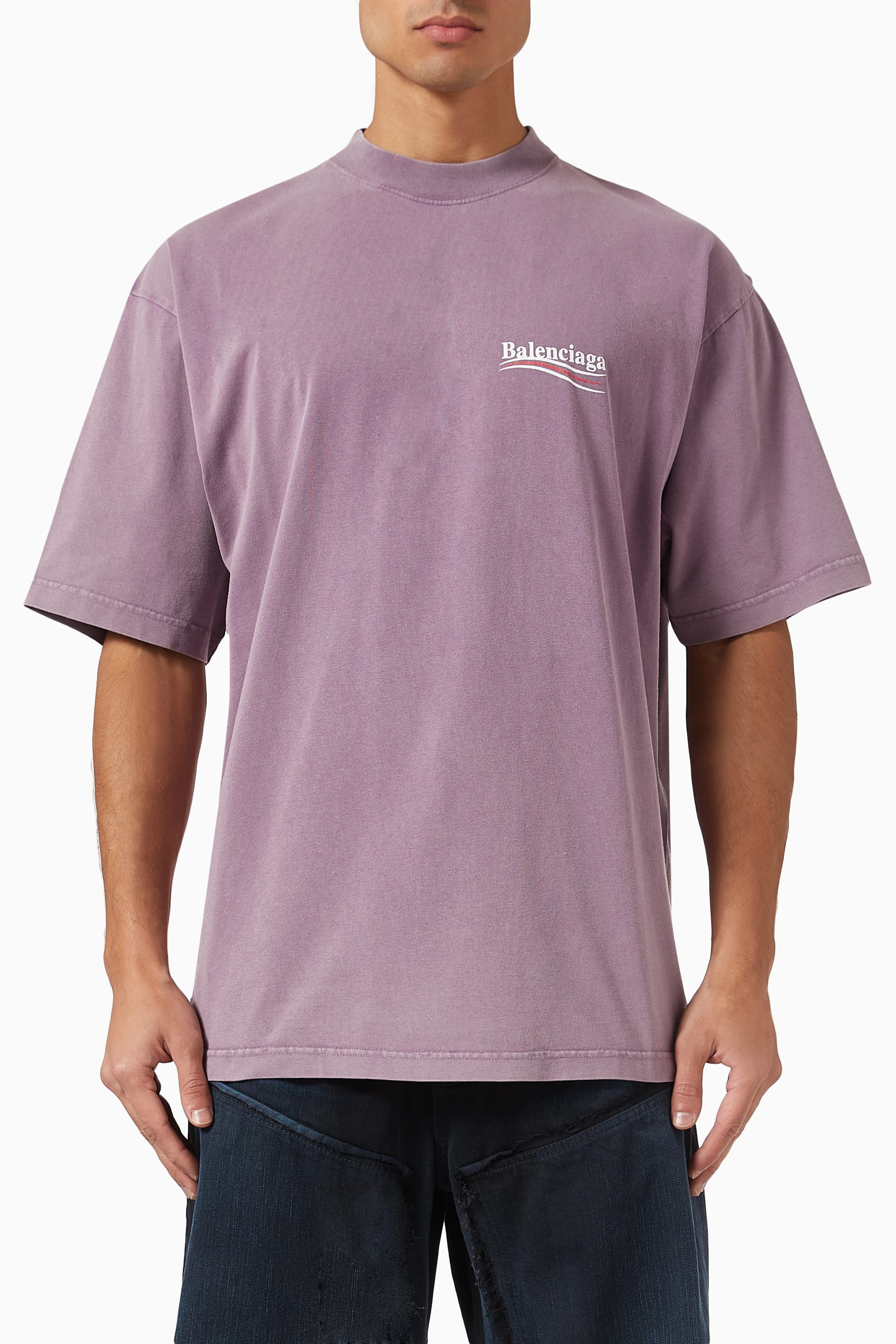 Buy Balenciaga Purple Political Campaign T-shirt in Vintage