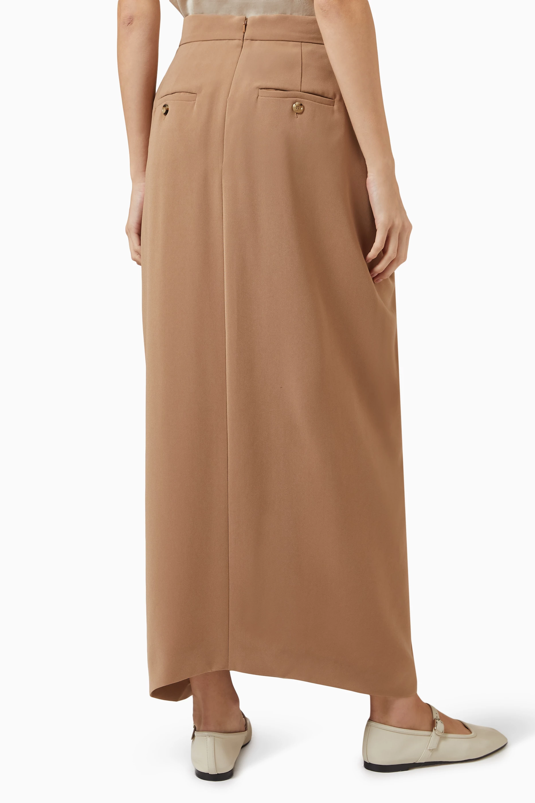☆MaxMara☆入手困難☆エレガントCady Long Skirt/RIDENTE Long cady skirt with pleats, camel | 