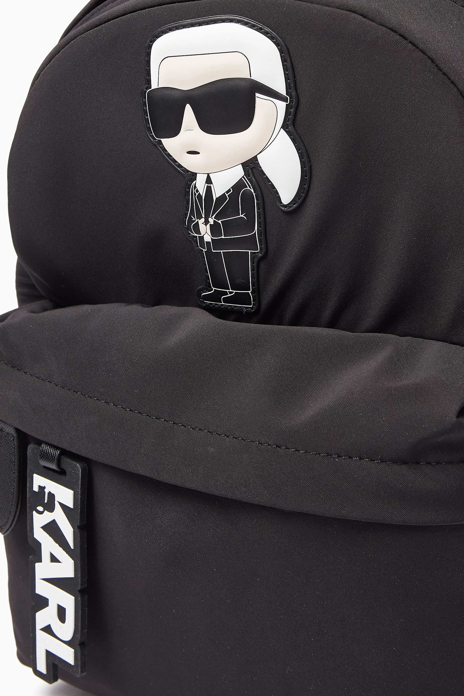 Buy Karl Lagerfeld Kids Black Ikonik Karl-applique Backpack  display picture 1