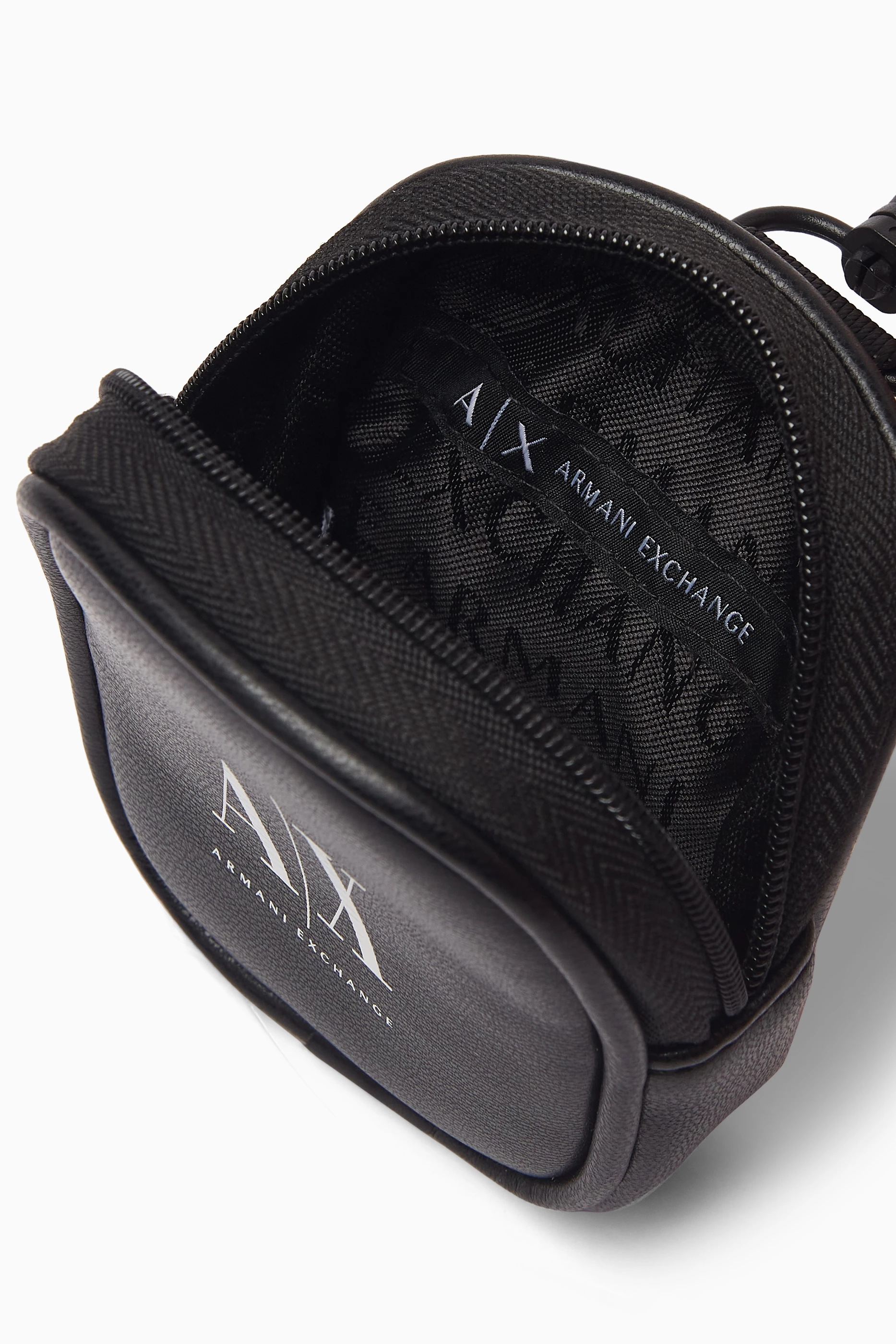 Buy Armani Exchange Black Logo-print AirPods Case in Faux Leather