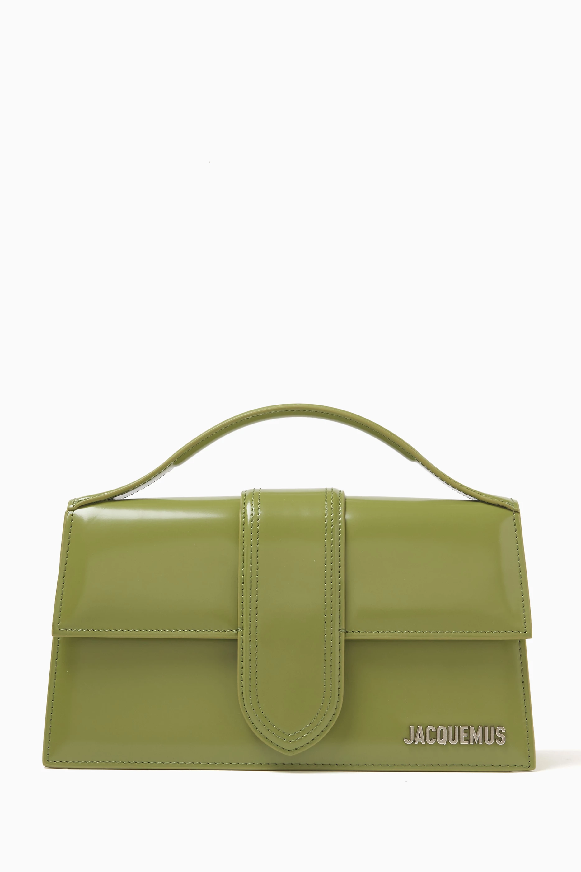【コンパニー】JACQUEMUS グリーン ボディバッグ Buy Jacquemus Green Medium Le Grand Bambino Bag in Shiny Leather