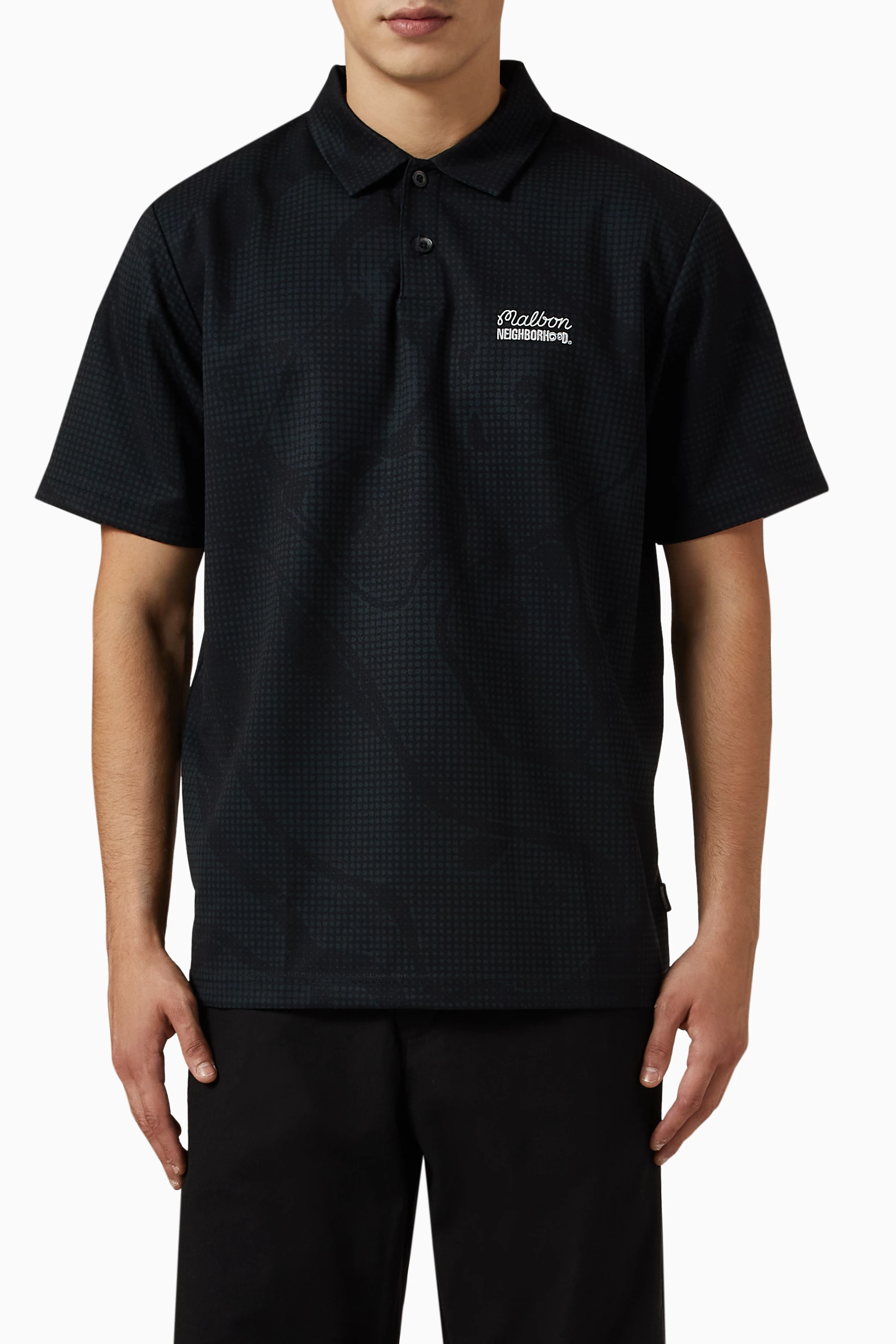 Buy Neighborhood Black x Malbon Golf Polo Shirt in Cotton For Men