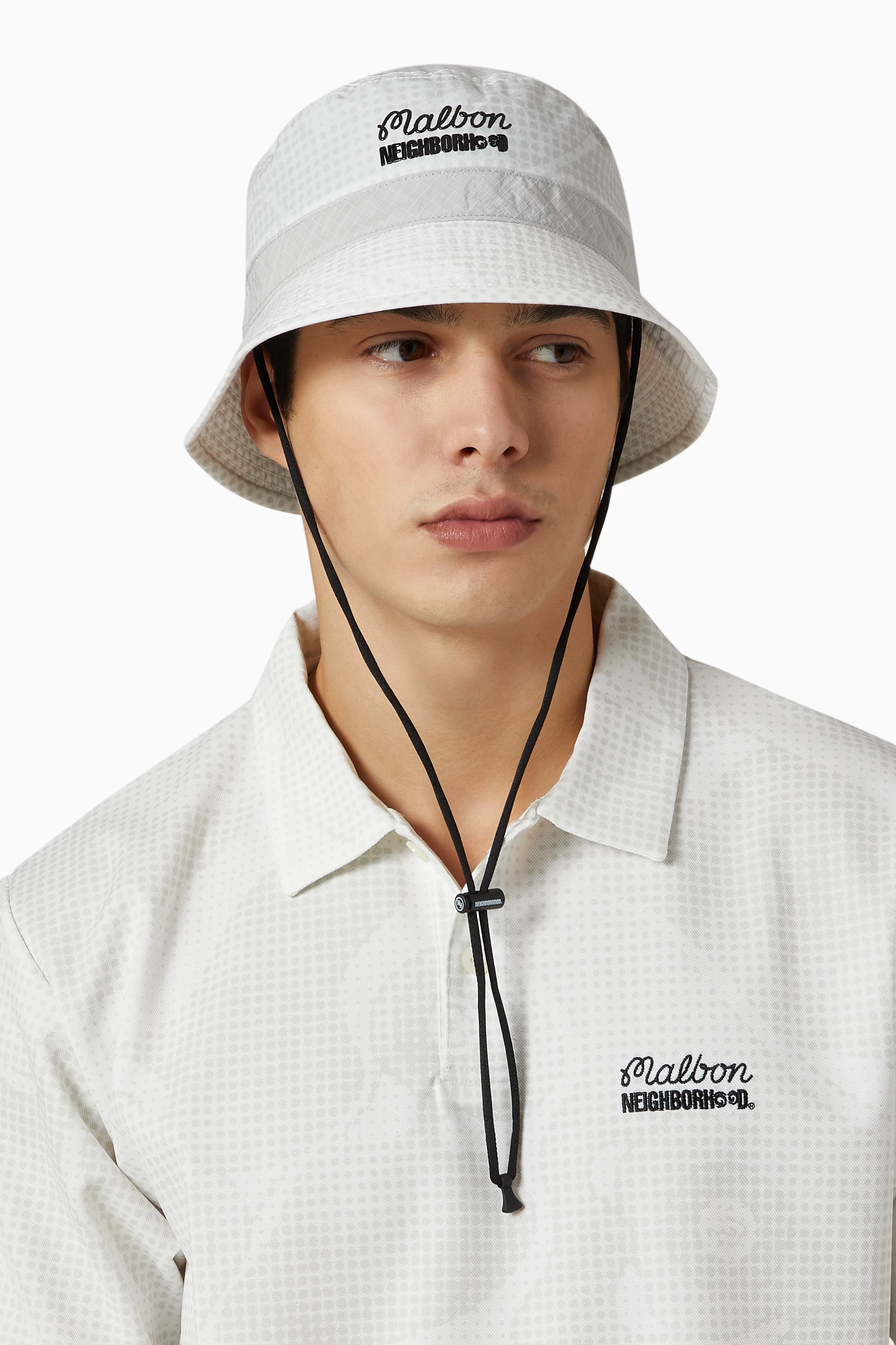 メンズウェア NEIGHBORHOOD X MALBON GOLF BUCKET HAT Buy Neighborhood White x Malbon Golf Bucket Hat in Nylon-taffeta