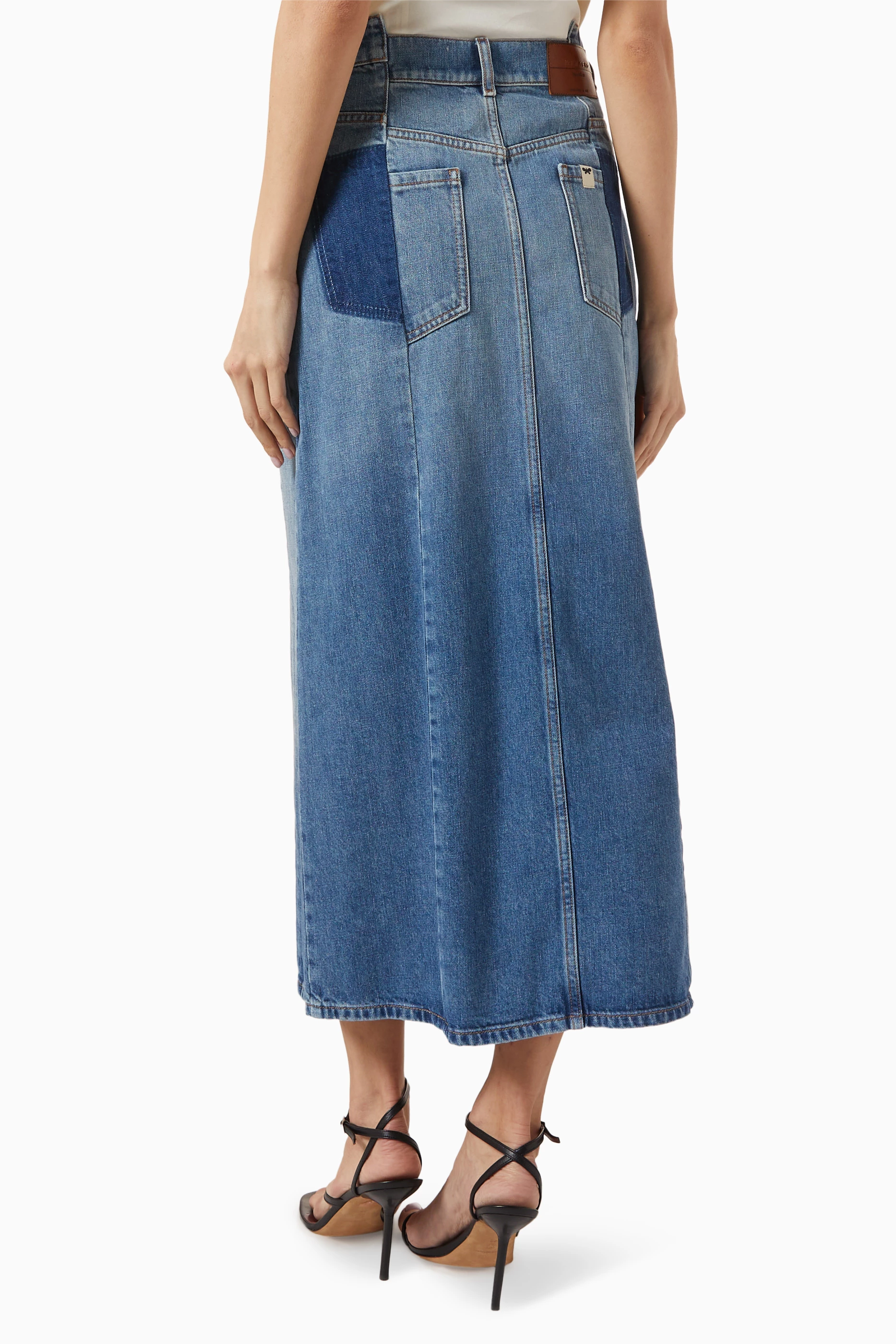 ＜GESSO＞Weekend Max Mara コットンデニムロング スカート Long, cotton-denim skirt, navy | Weekend Max Mara