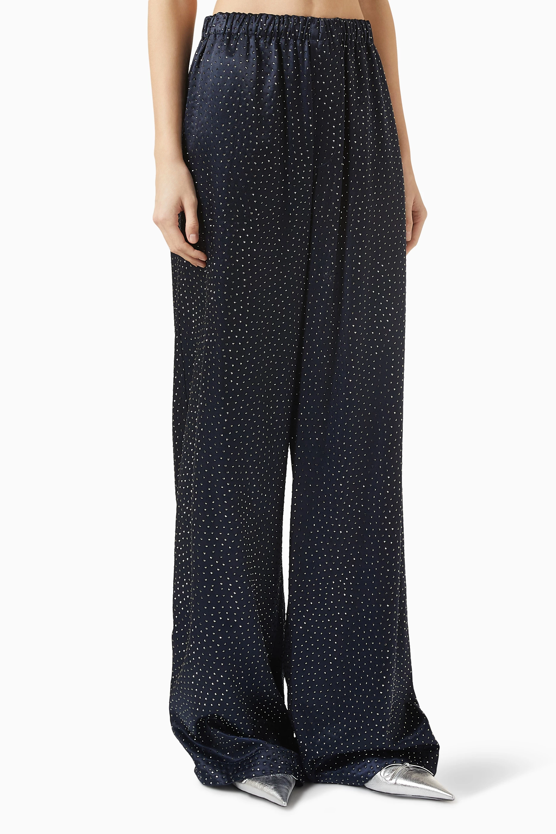 パンツ Balenciaga Midnight Blue Silk Pyjama Pant Balenciaga Nightwear and sleepwear for Women | Online Sale