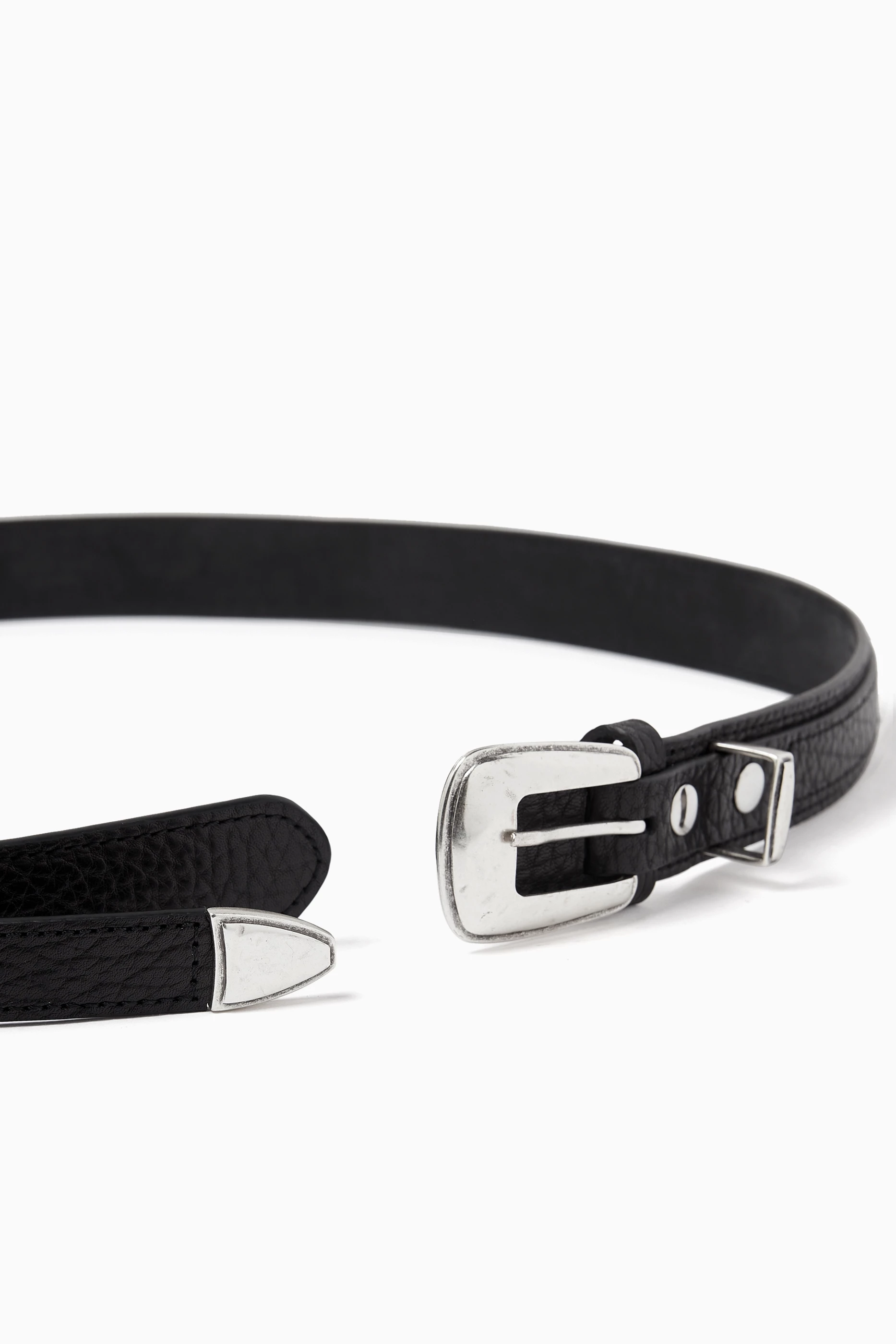 Buy Lemaire Black Minimal Western Belt in Leather For Men Online