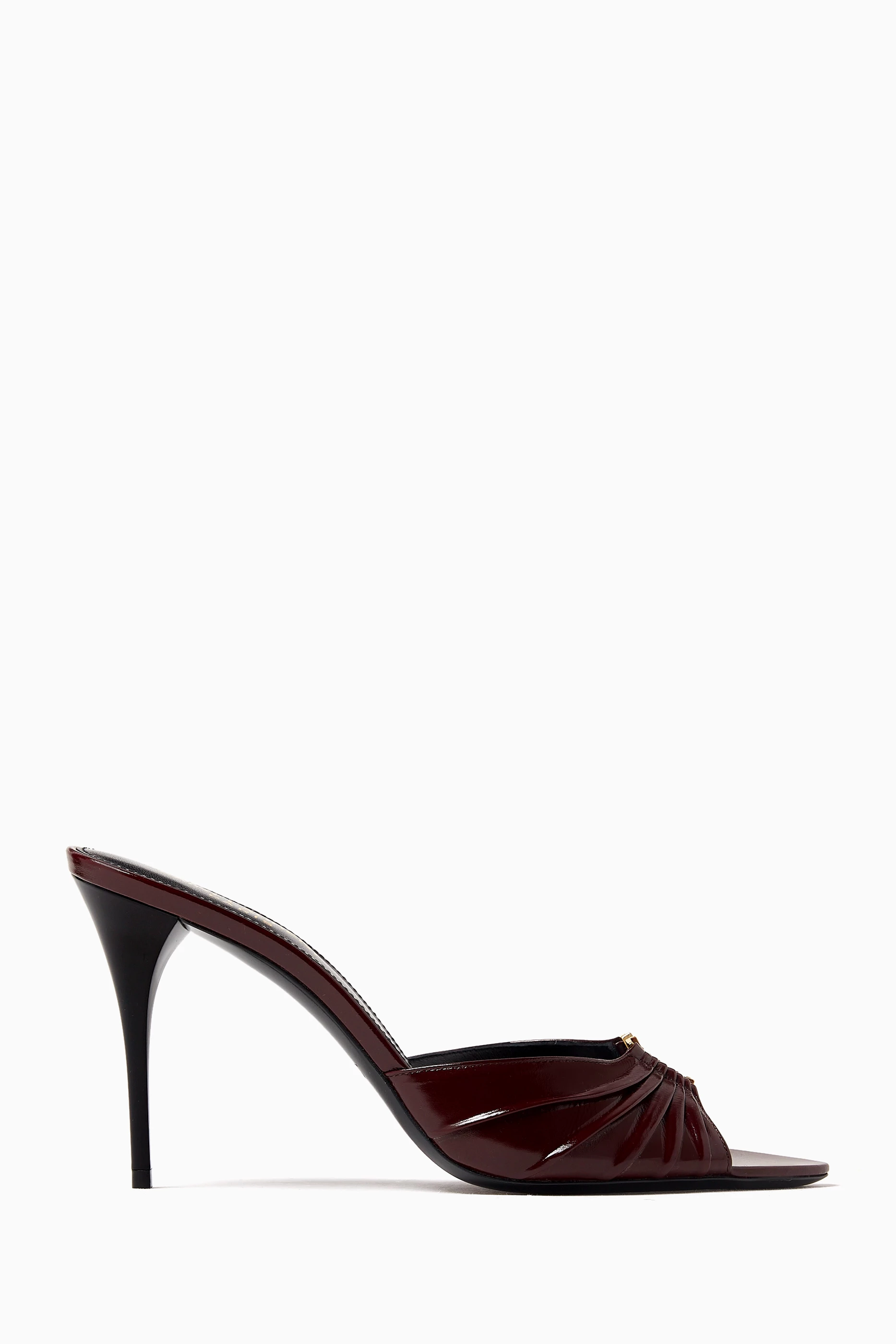 上品【Saint Laurent】『Babylone Cassandre 90』leather mules Babylone Cassandre 90 leather mules in brown - Saint Laurent
