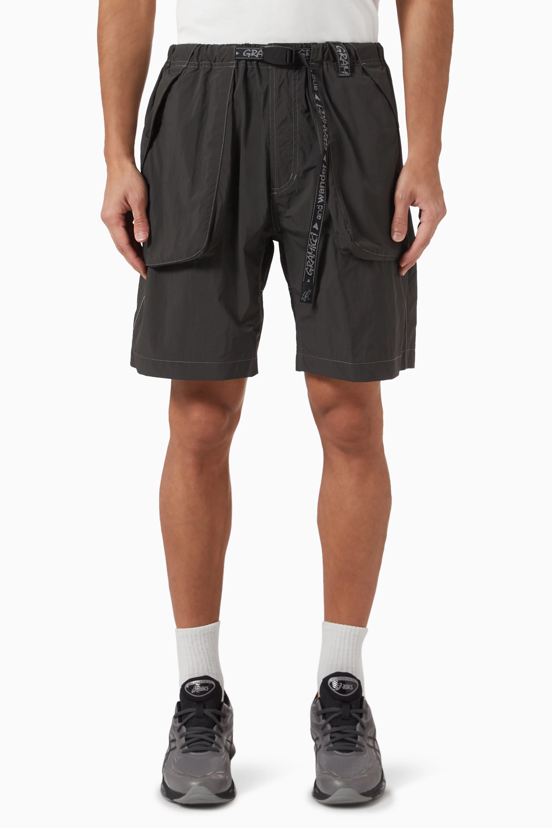 Buy Gramicci Grey x and wander Shorts in Brushed Nylon For Men