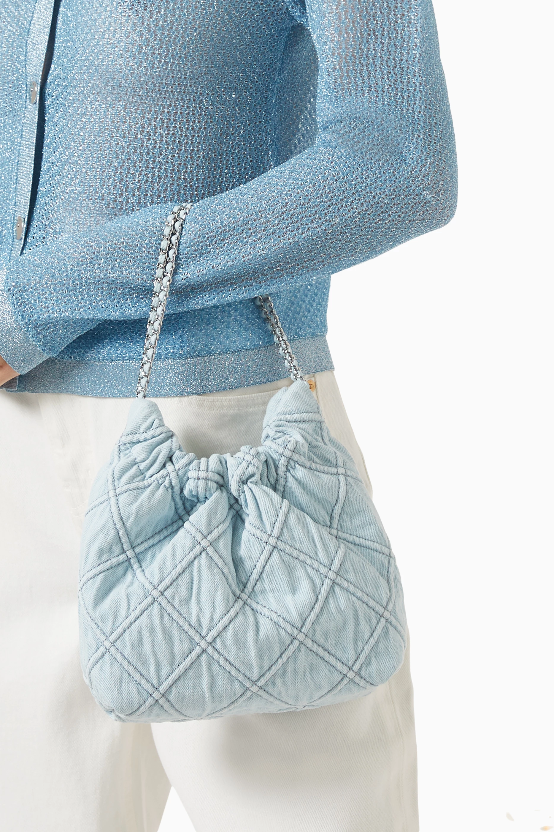 ファッション雑貨・小物その他 Fleming Denim Mini Hobo Bag Mini Fleming Soft Denim Hobo Bag: Women's Designer Crossbody