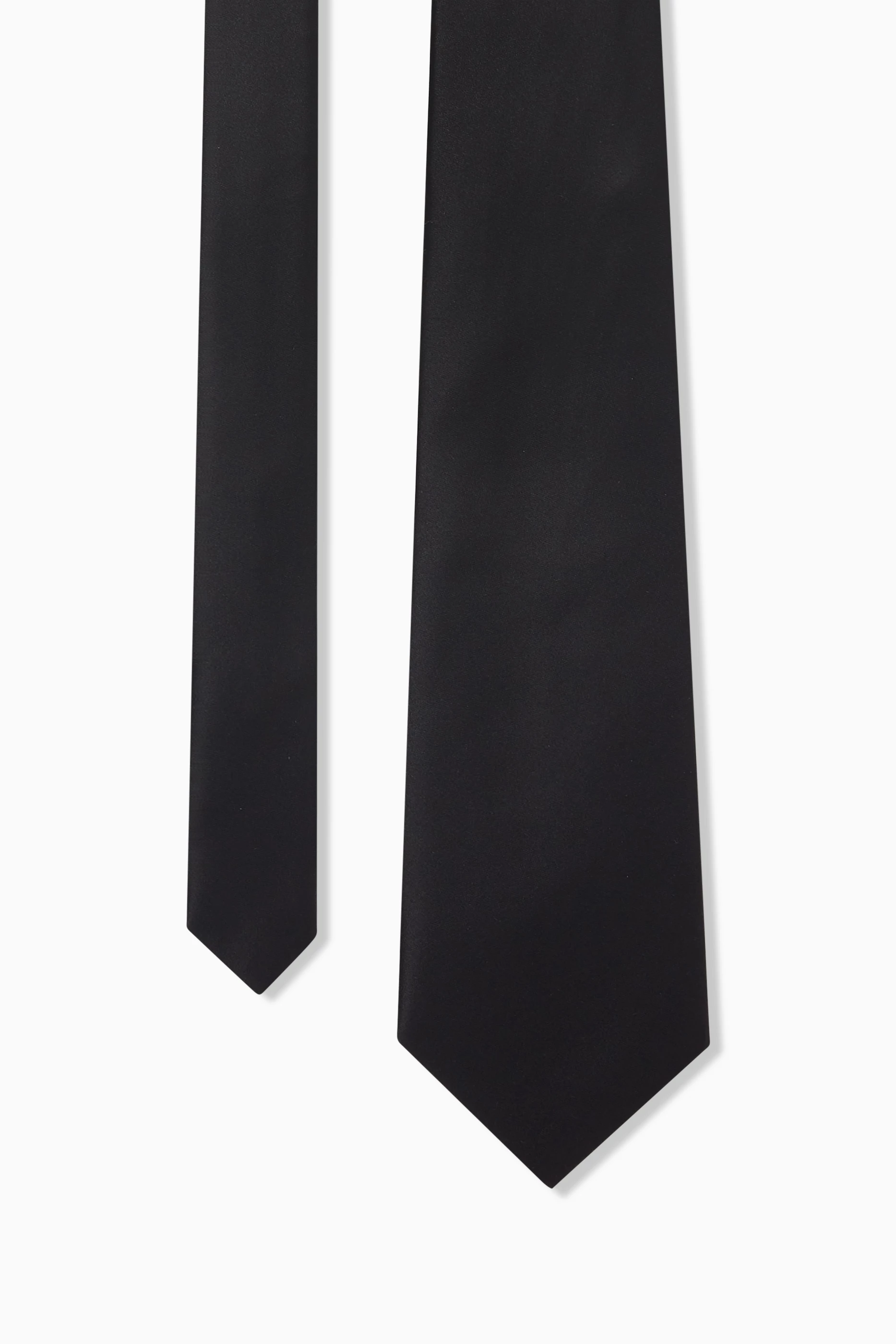 Buy SAINT LAURENT Black Wide Tapered Tie in Silk Satin For