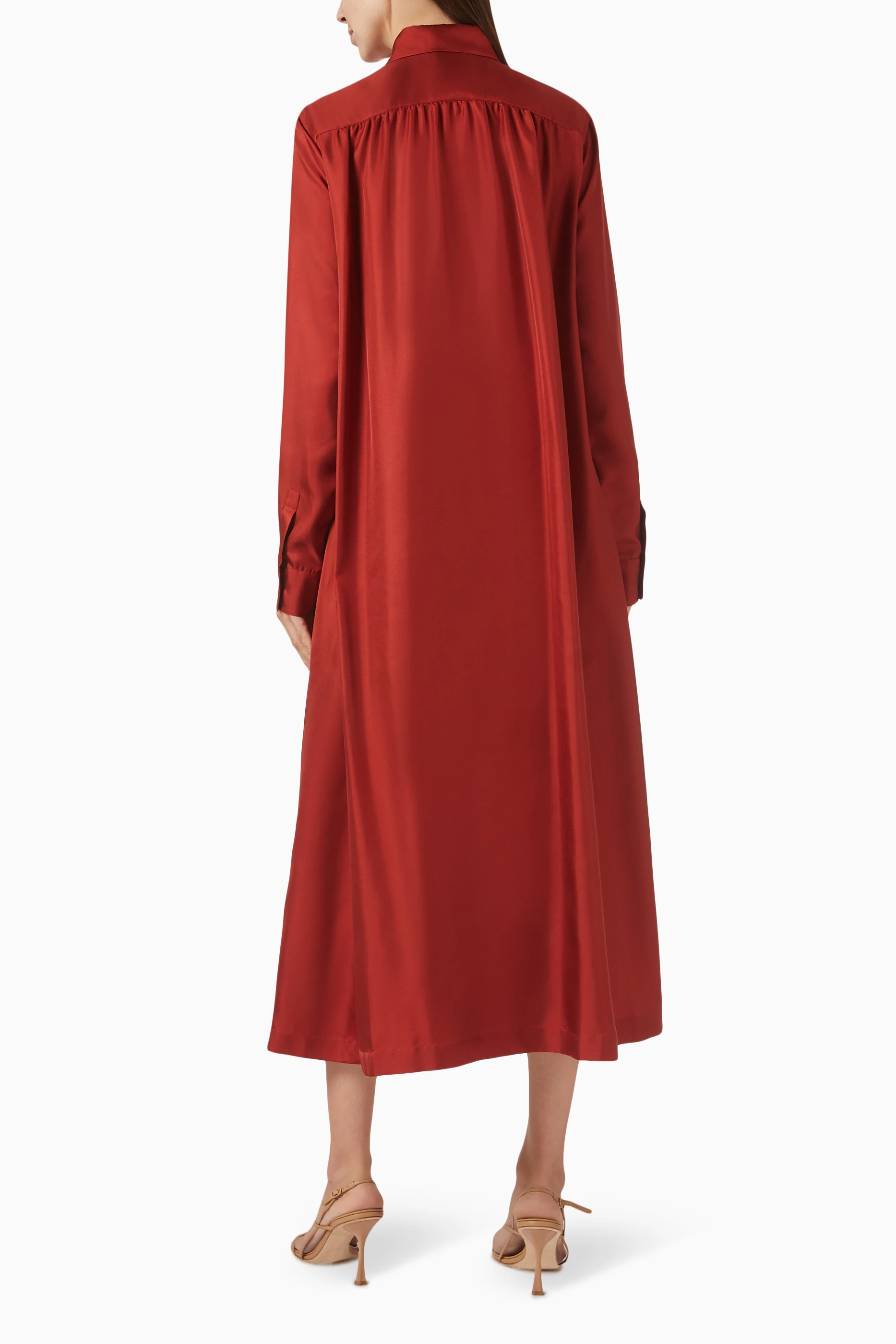 Buy Max Mara Red Crusca Shirt Dress in Silk Twill For Women