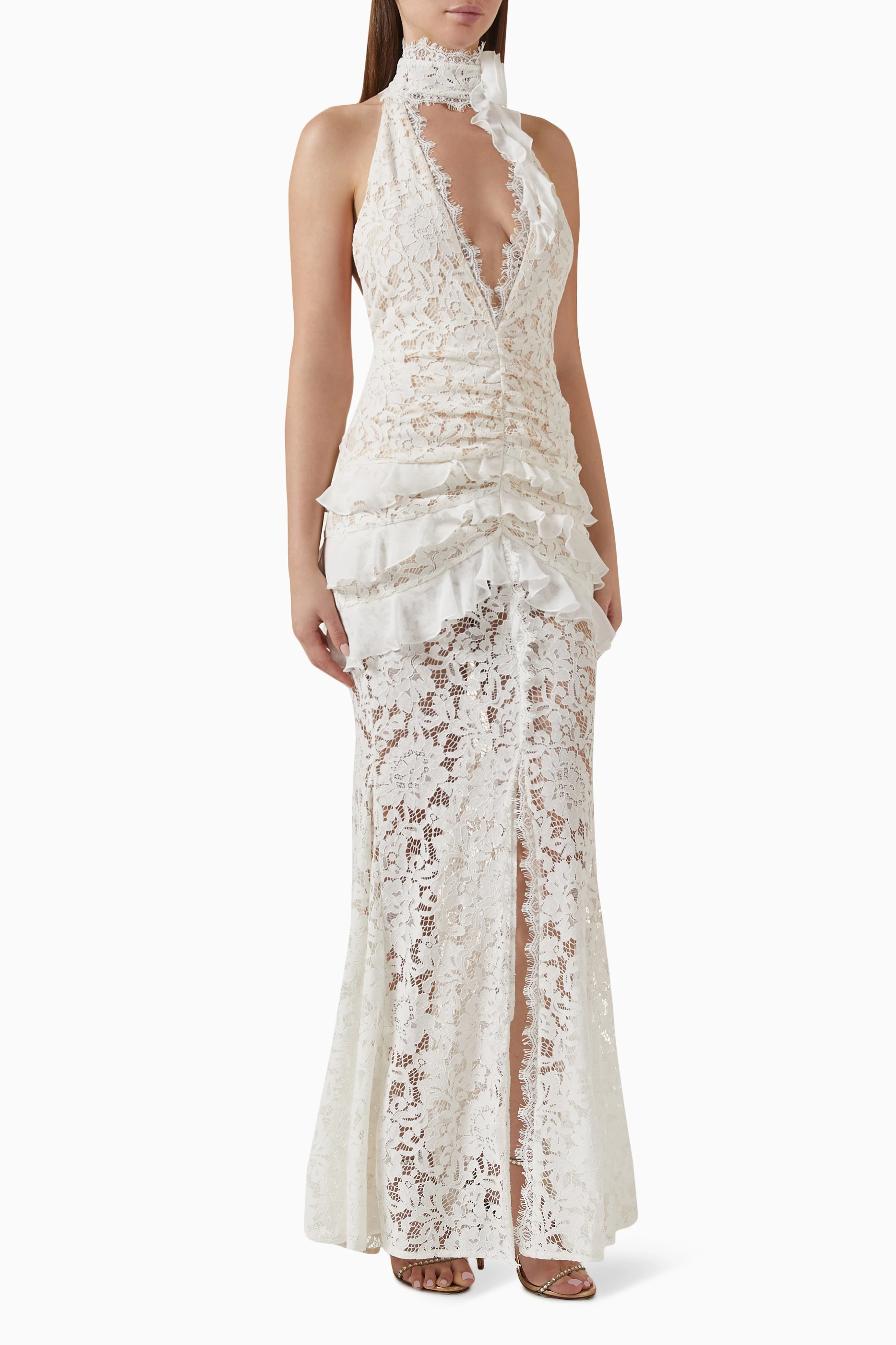 Buy De La Vali White Bonita Maxi Dress in Cotton Lace For Women Online |  Ounass UAE