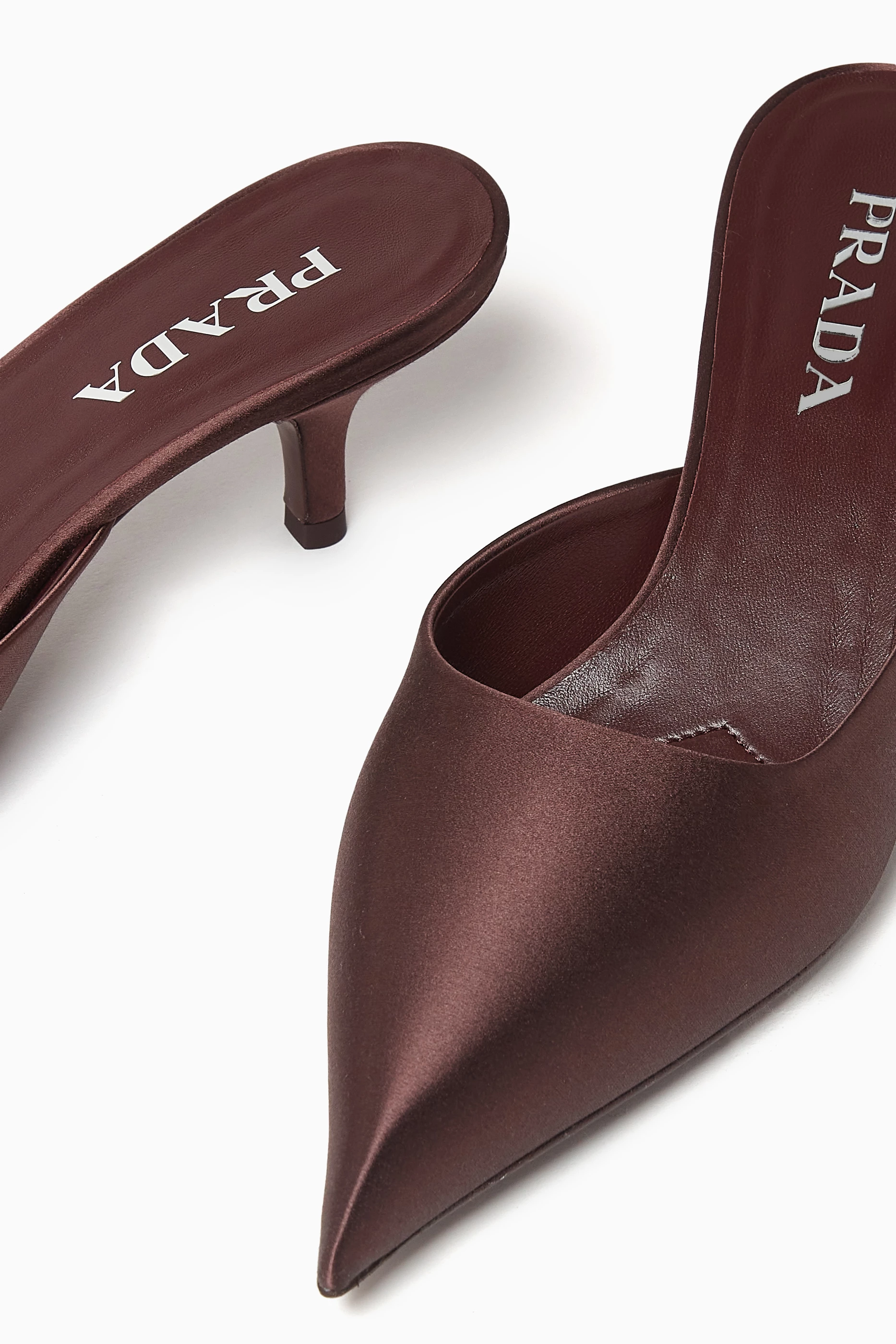 Buy Prada Burgundy Sabot 55 Mules in Satin For Women Online