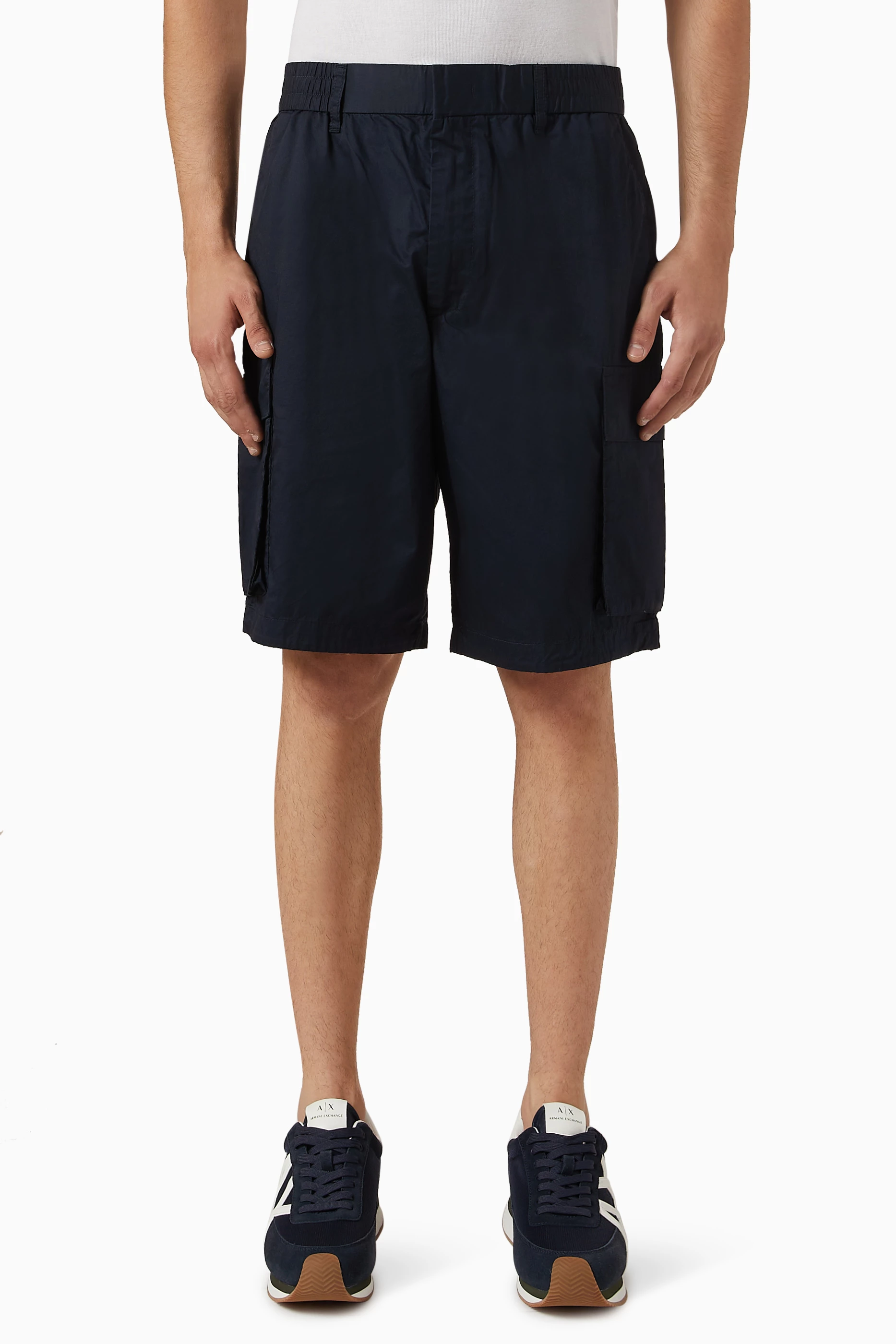Buy Armani Exchange Blue Marina Cargo Shorts in Cotton Twill For