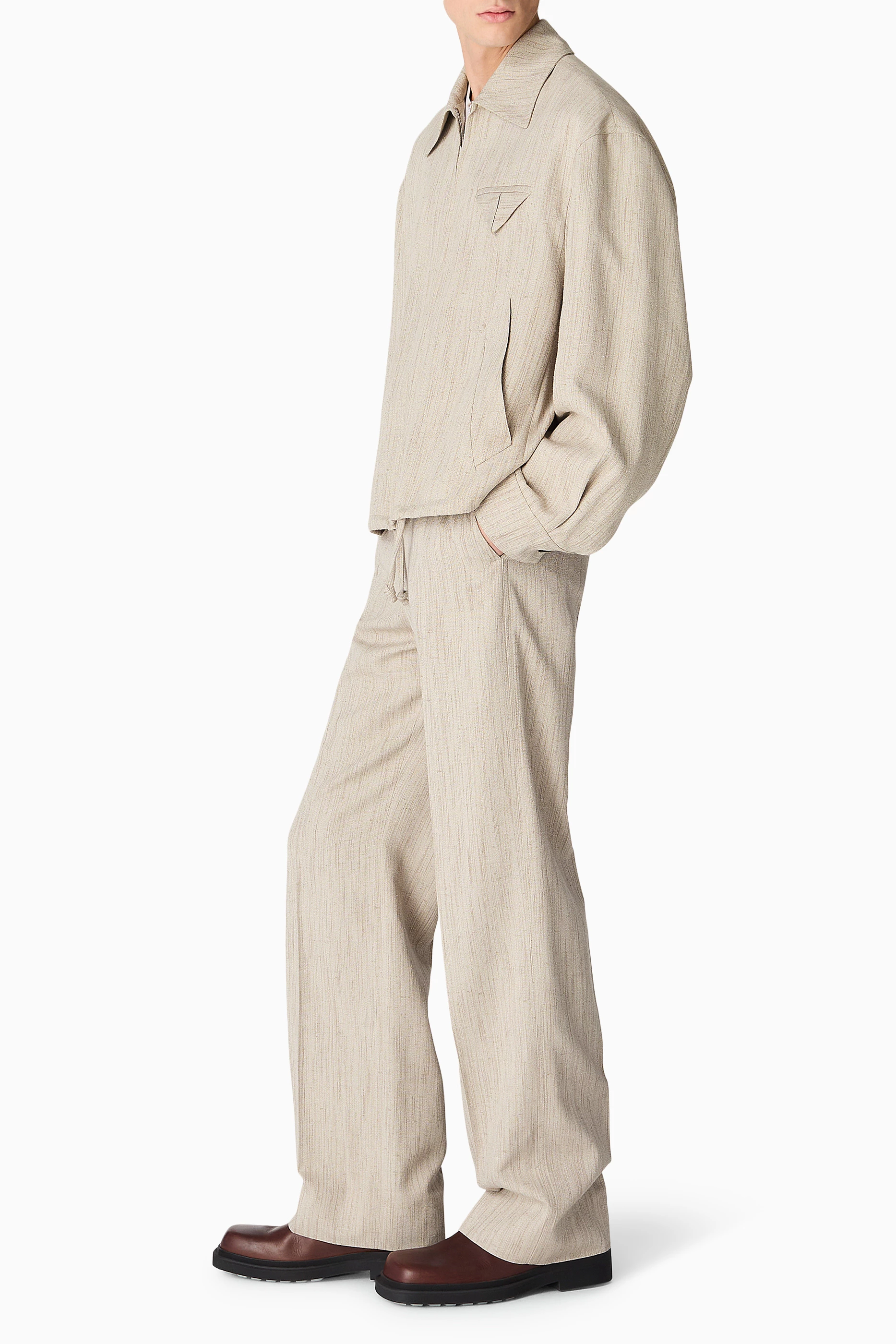 Buy Bottega Veneta Grey Kimono Blouson Jacket in Viscose & Silk