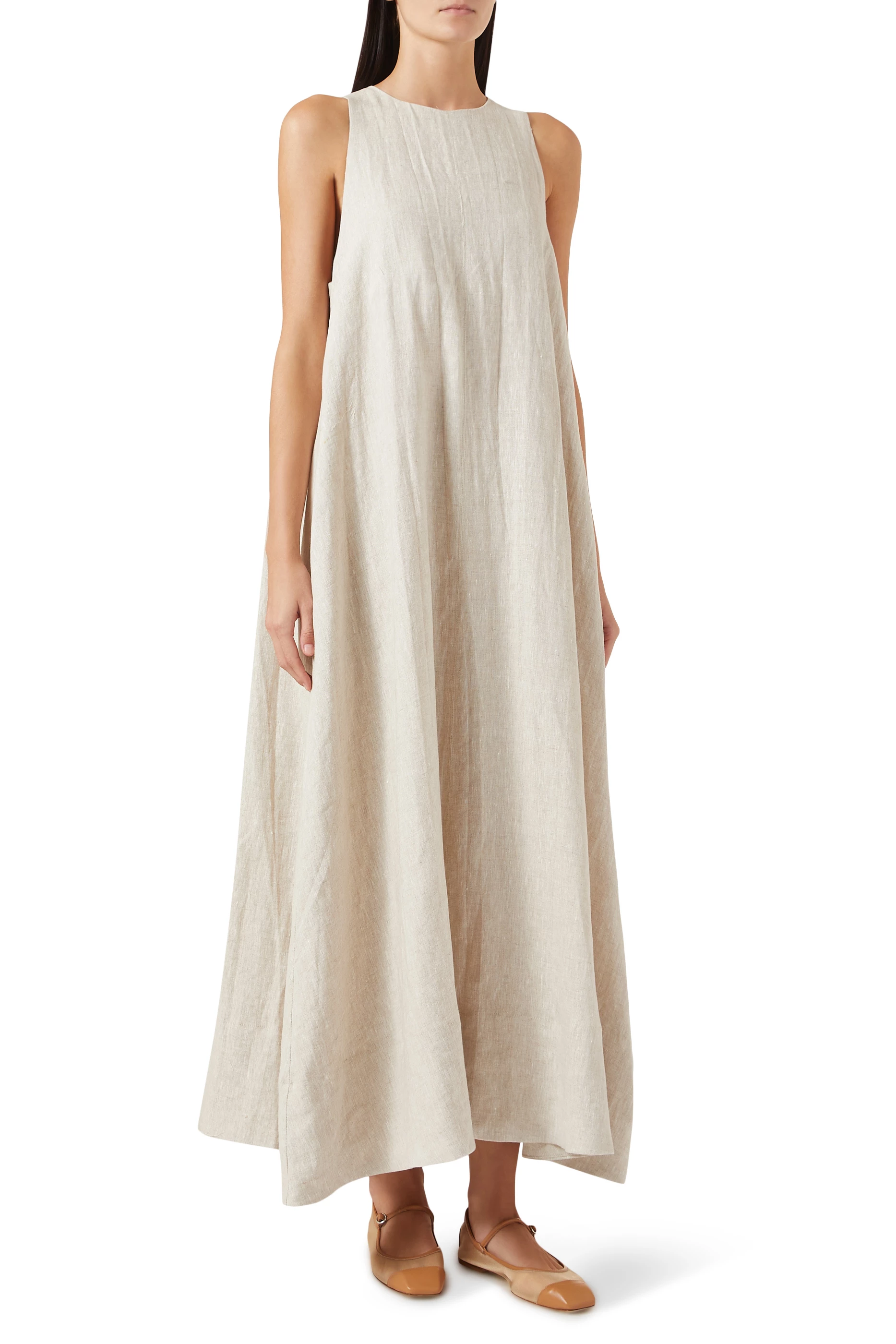 Buy DISSH Neutral Isabelle Midi Dress in Linen For Women Online | Ounass UAE