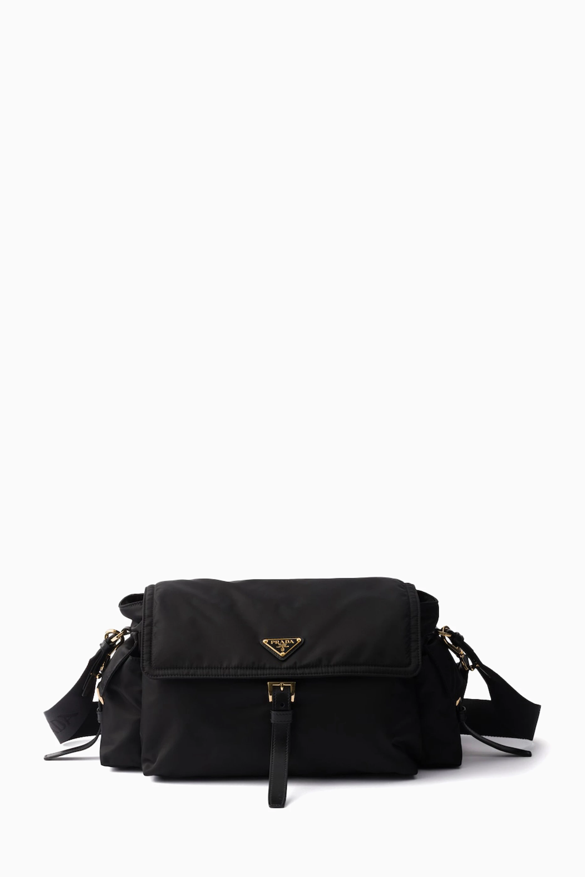 Buy Prada Black Large Explore Shoulder Bag in Re-Nylon For Women
