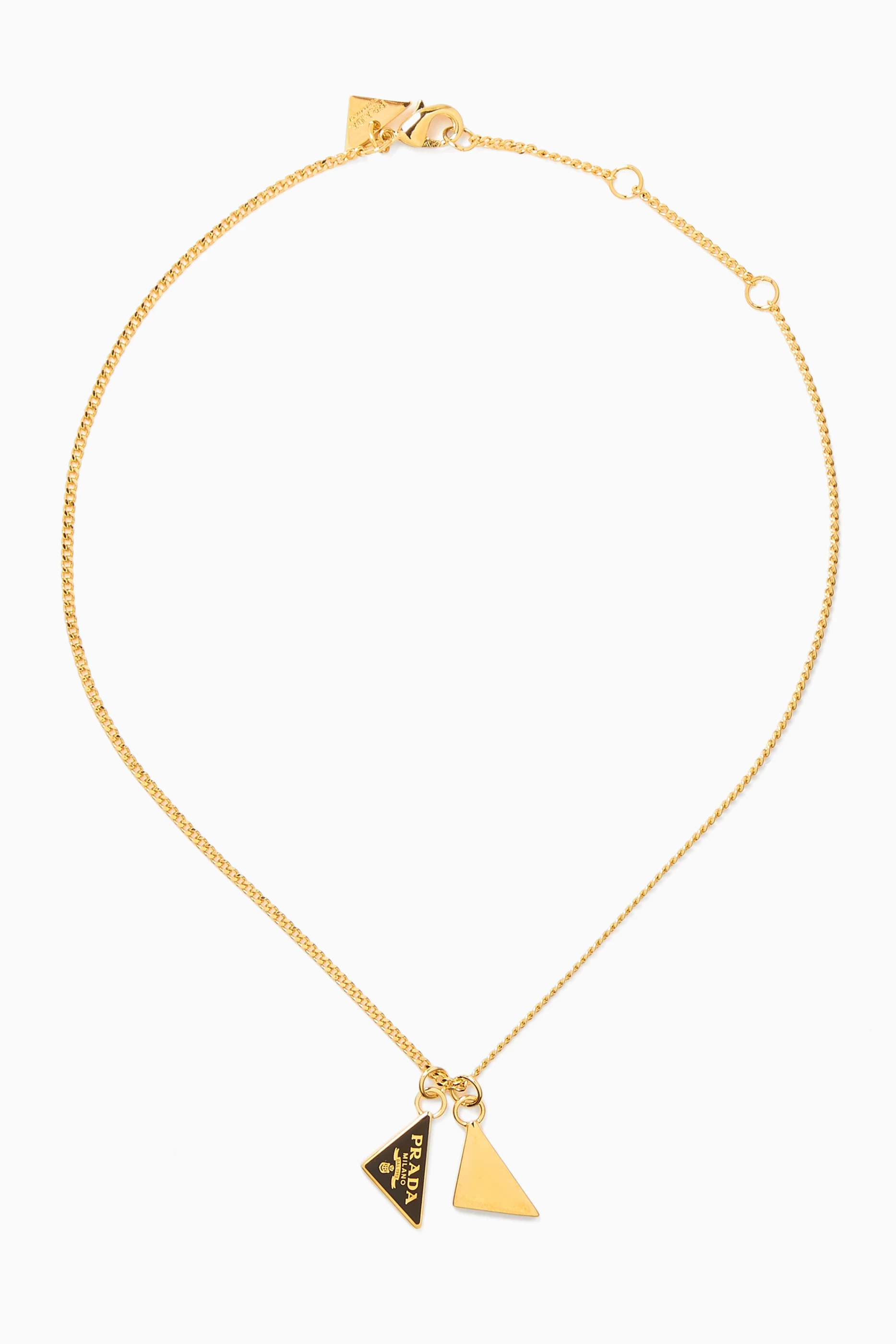 Buy Prada Metallic Triangle Logo Necklace in Enamelled Metal For