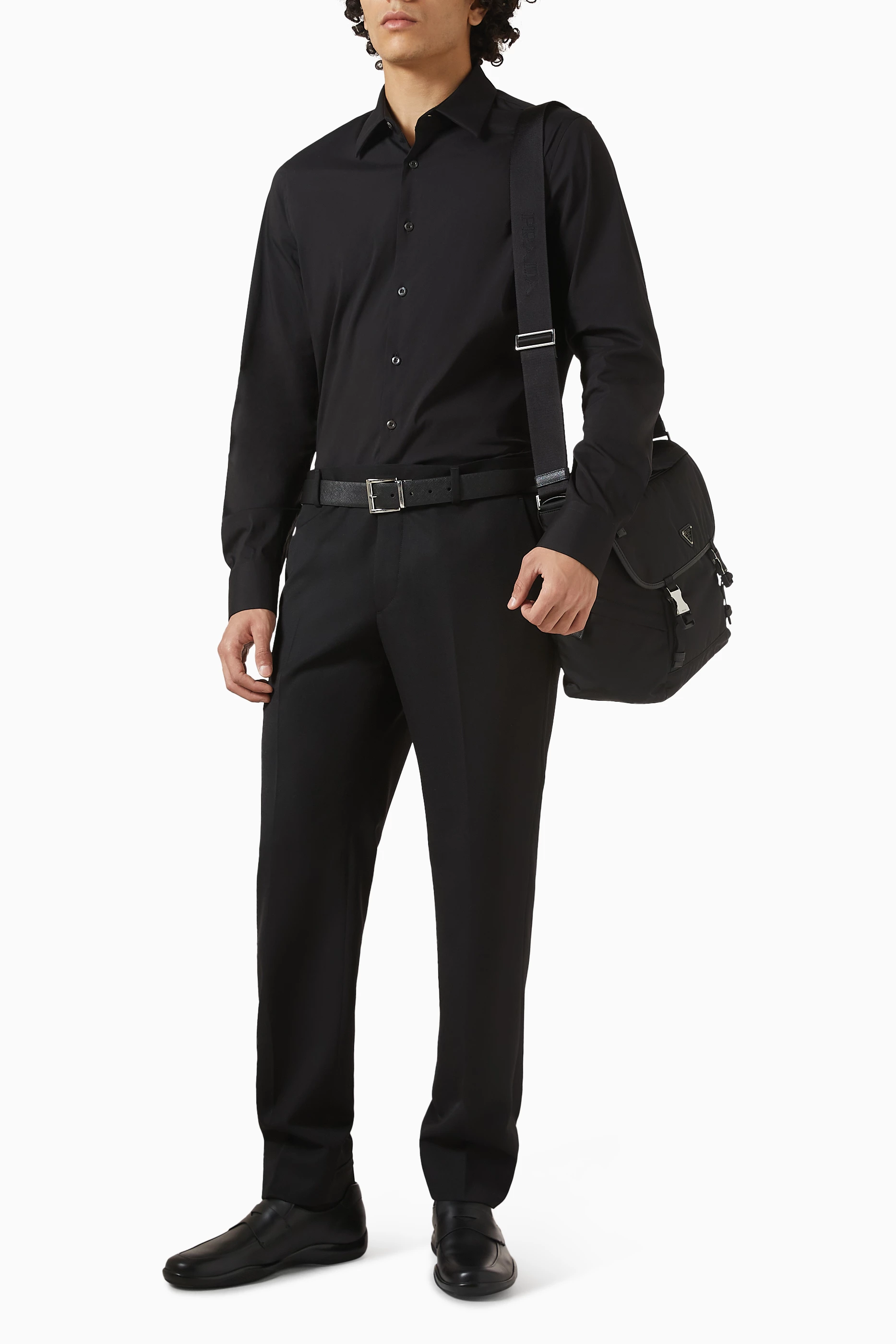 Buy Prada Black Slim-fit Pants in Virgin Wool For Men Online