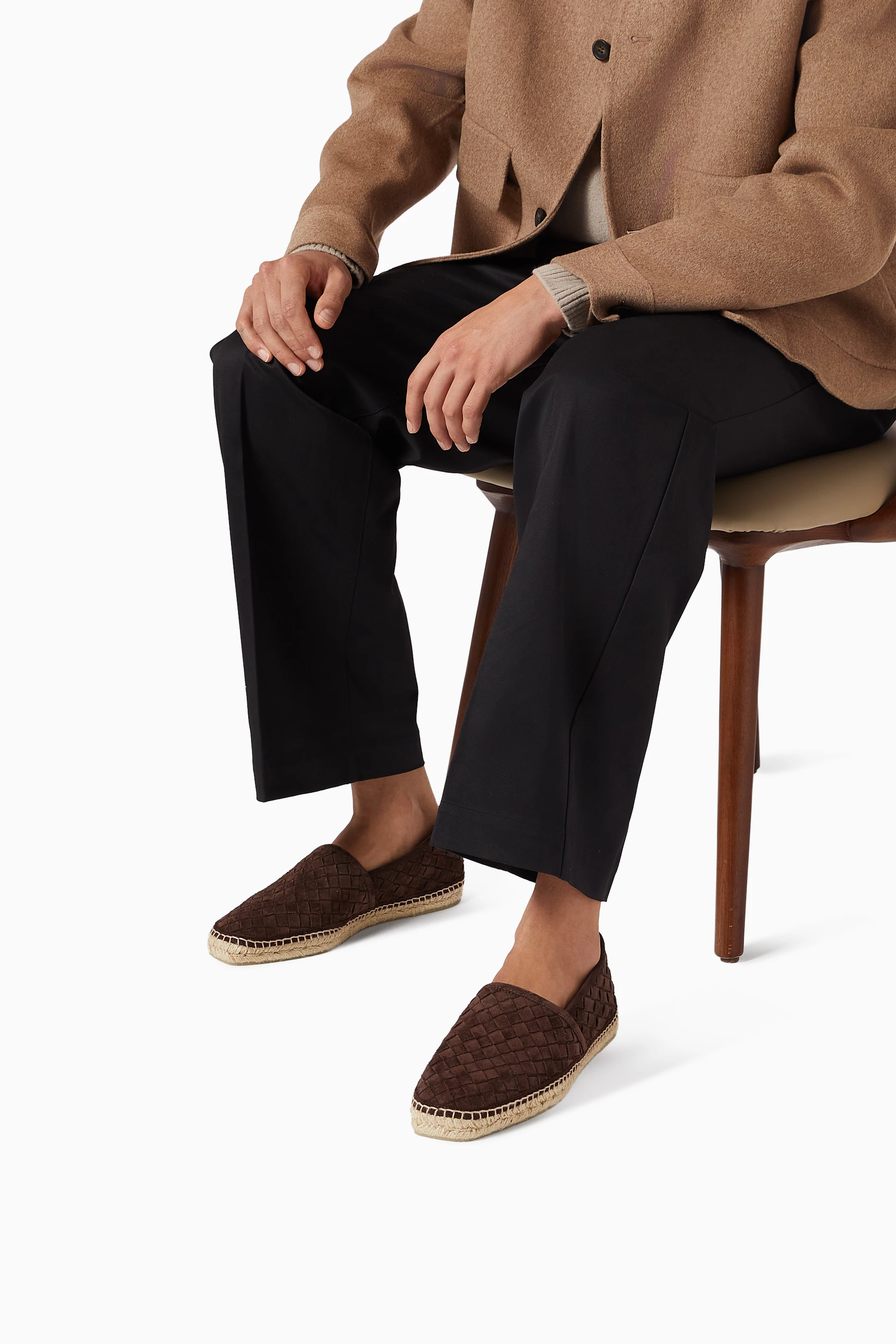 Buy Castañer Brown Braided Porto Espadrilles in Suede For Men