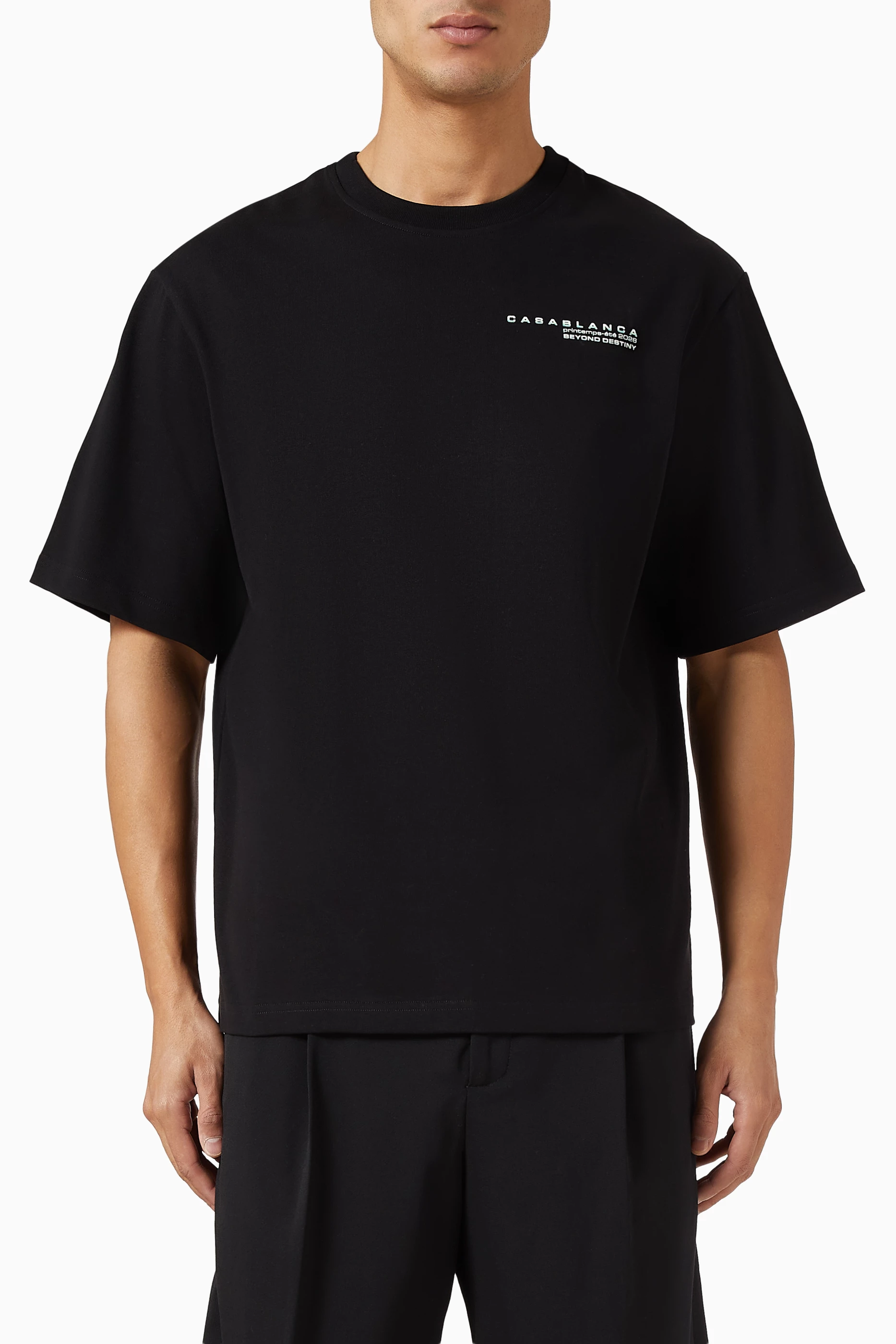 Buy Casablanca Black Oversized Glitch Orchid T‑shirt in Organic