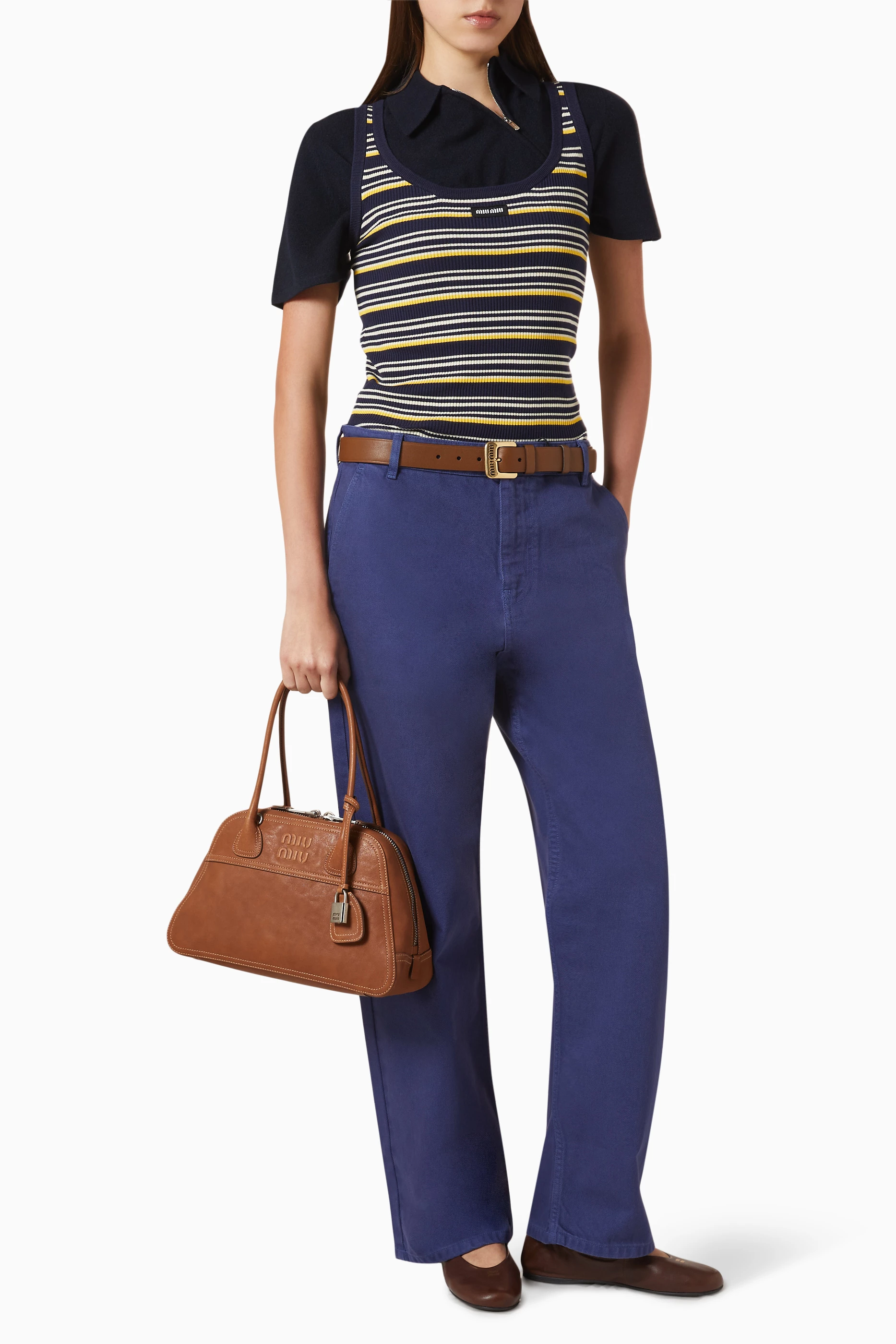 Buy Miu Miu Brown Vivant Shoulder Bag in Leather For Women Online