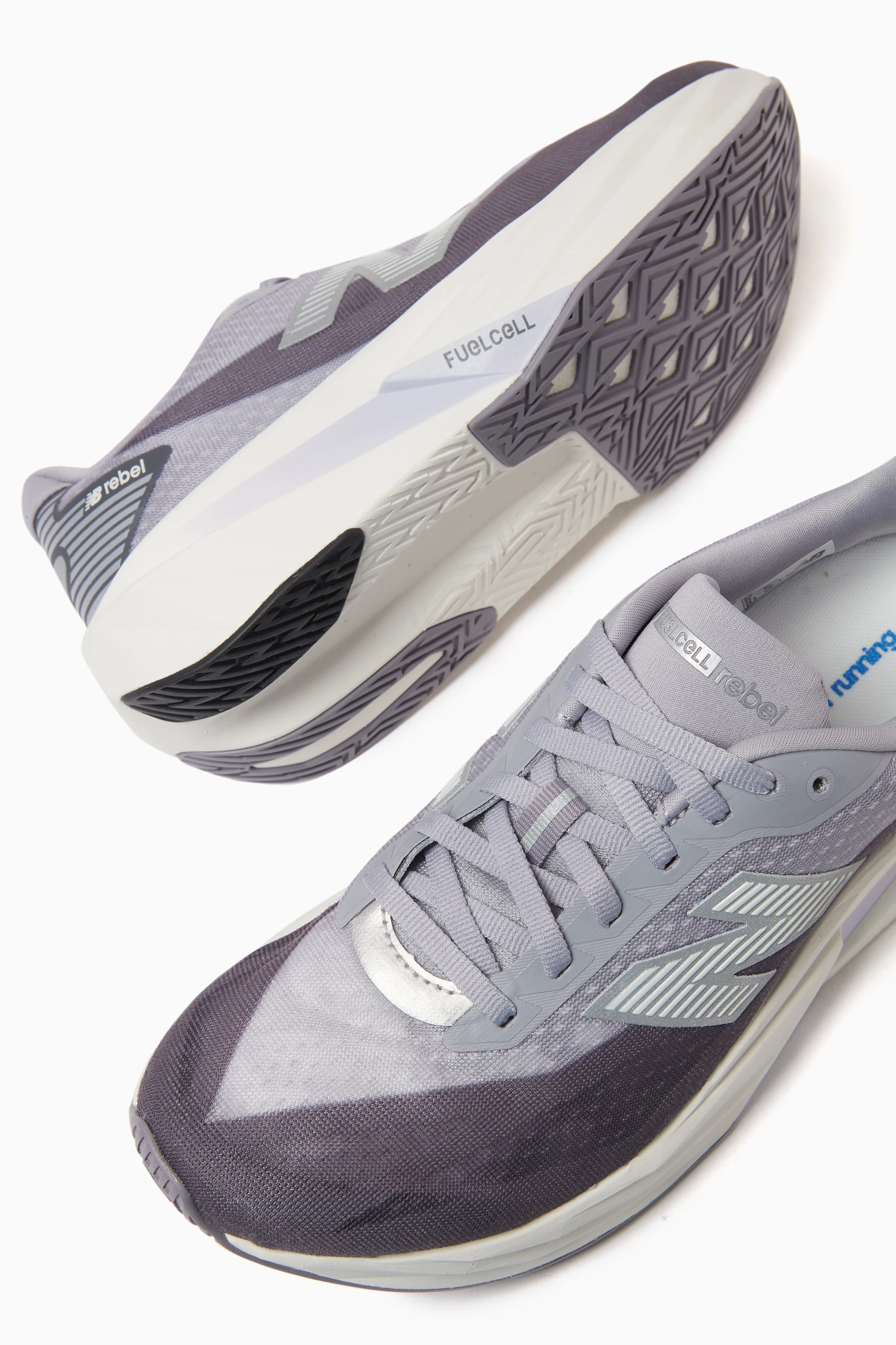 Buy New Balance Grey FuelCell Rebel v5 Sneakers in Mesh For Women 