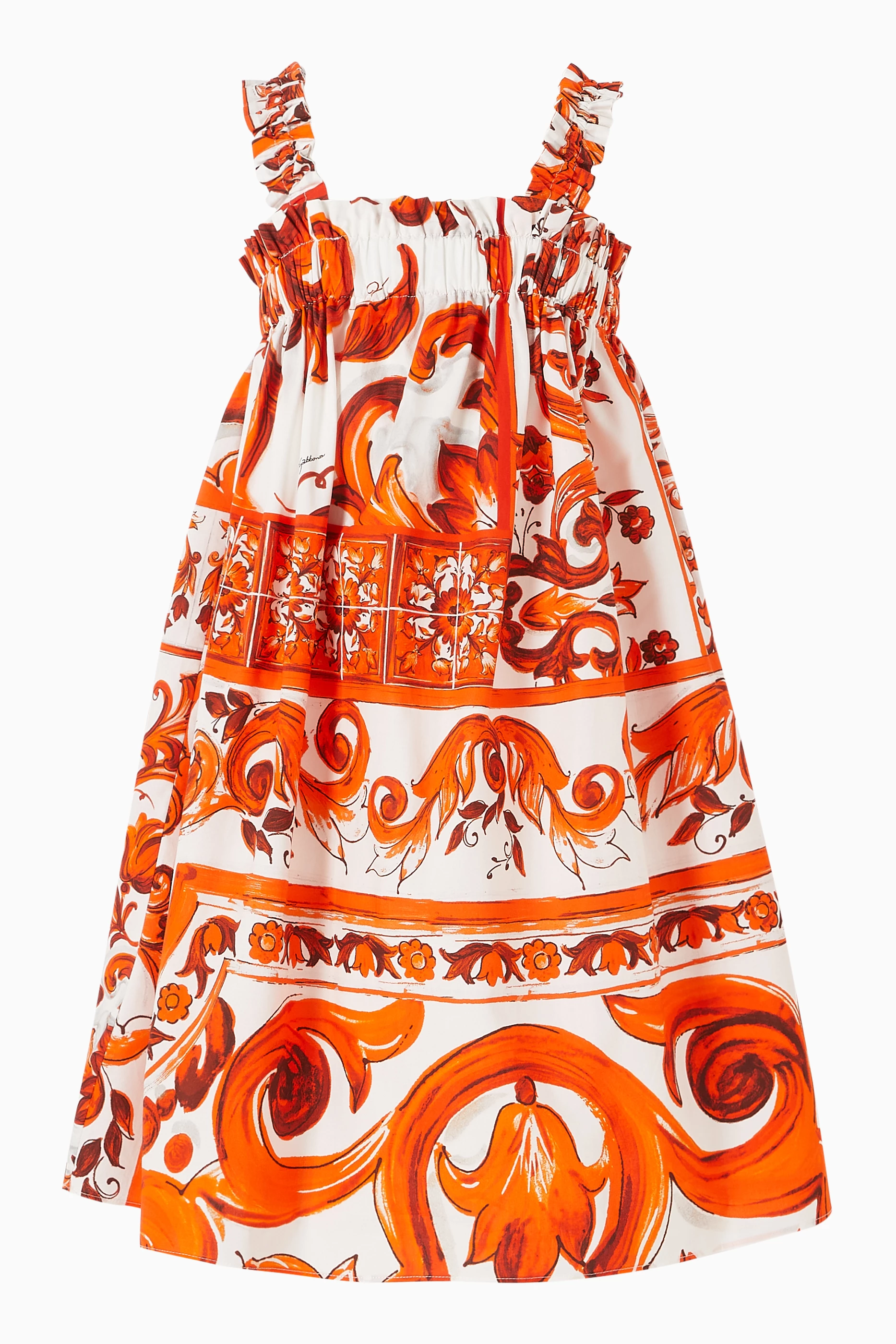 Buy Dolce & Gabbana Orange Majolica-print Dress in Cotton For