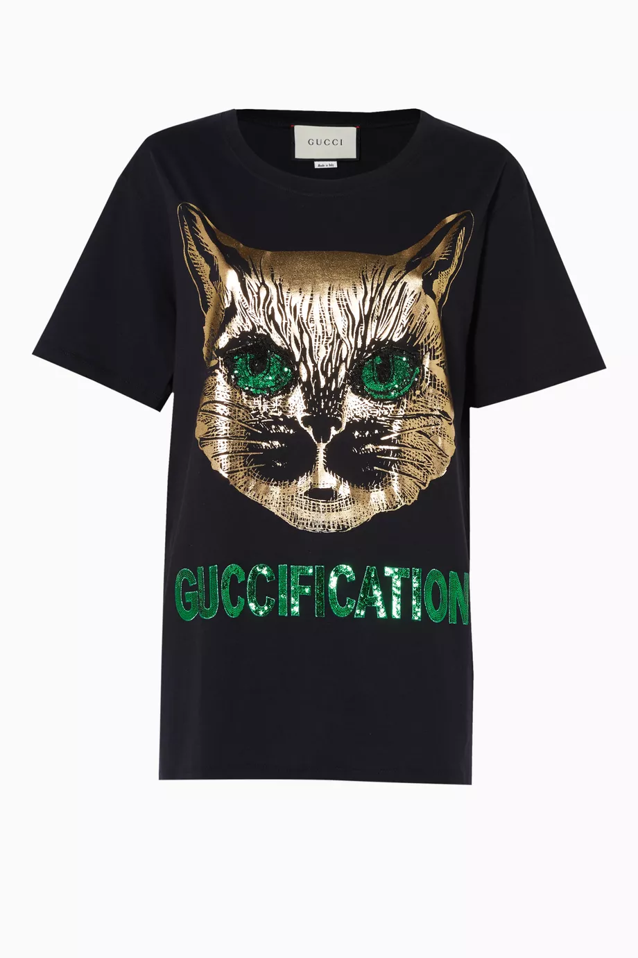 Gucci cat top t shirt black