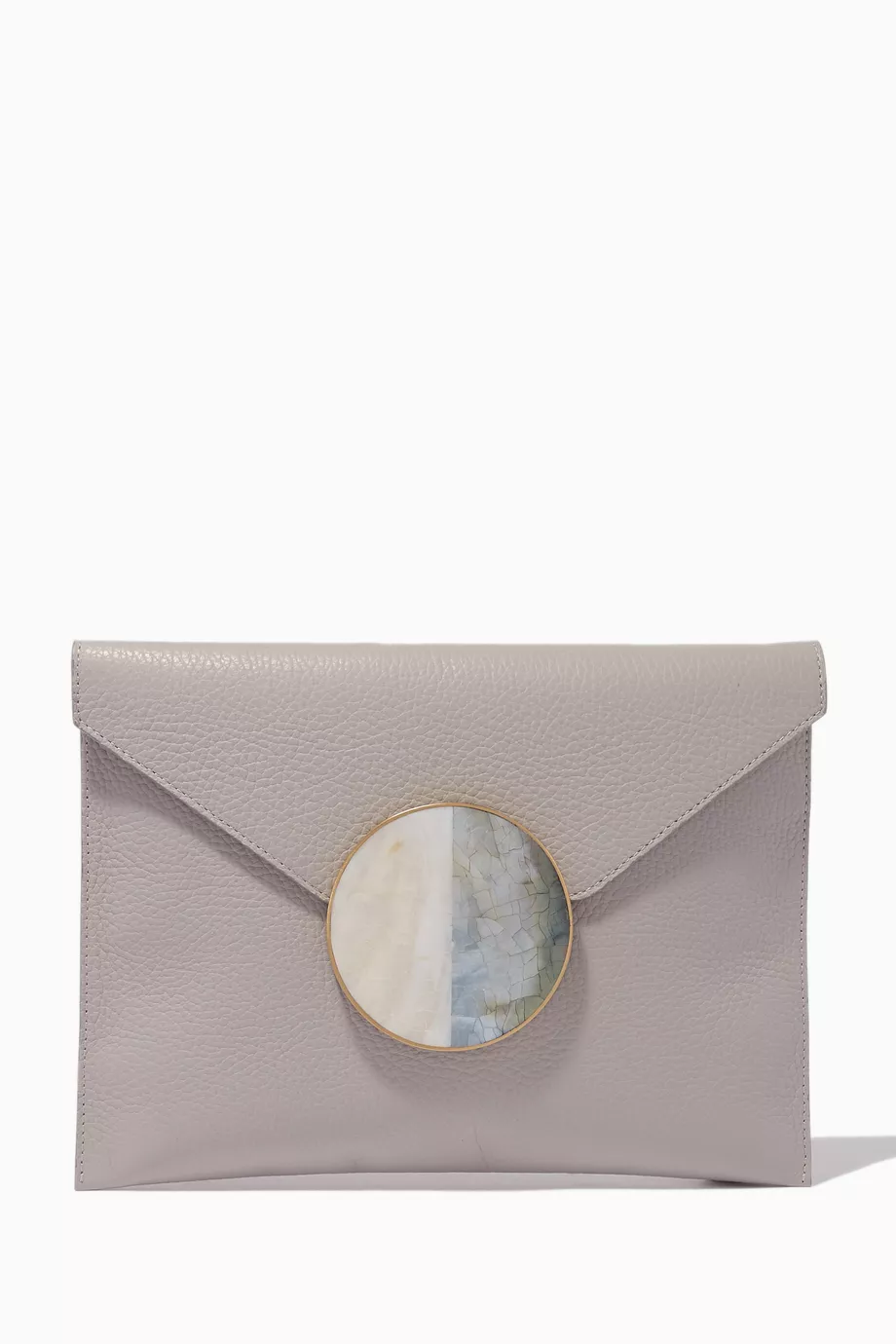 Buy Grey Grey Calf Leather Envelope Clutch for Women in UAE Ounass