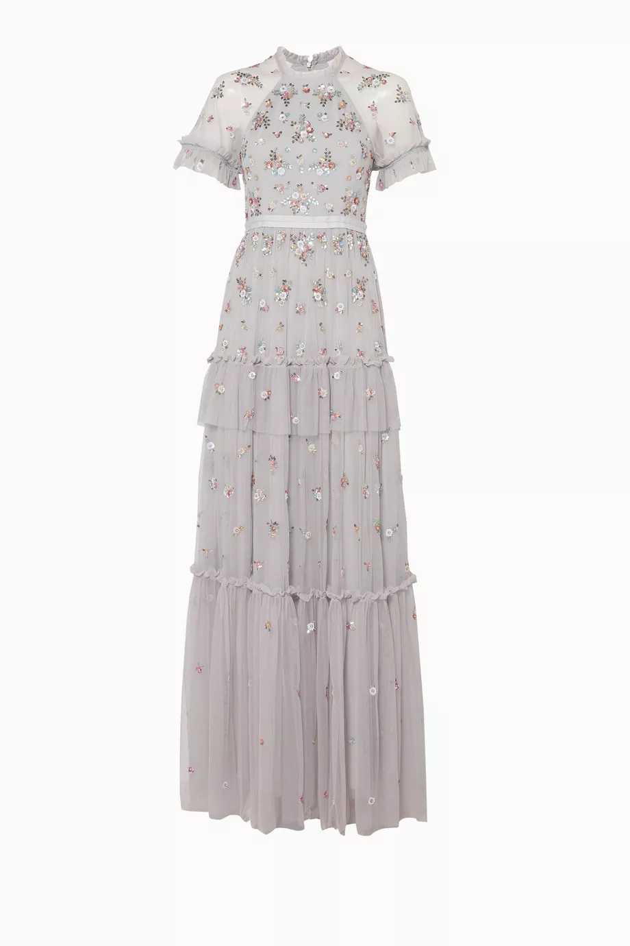 Needle & thread lustre tiered embellished tulle gown shop
