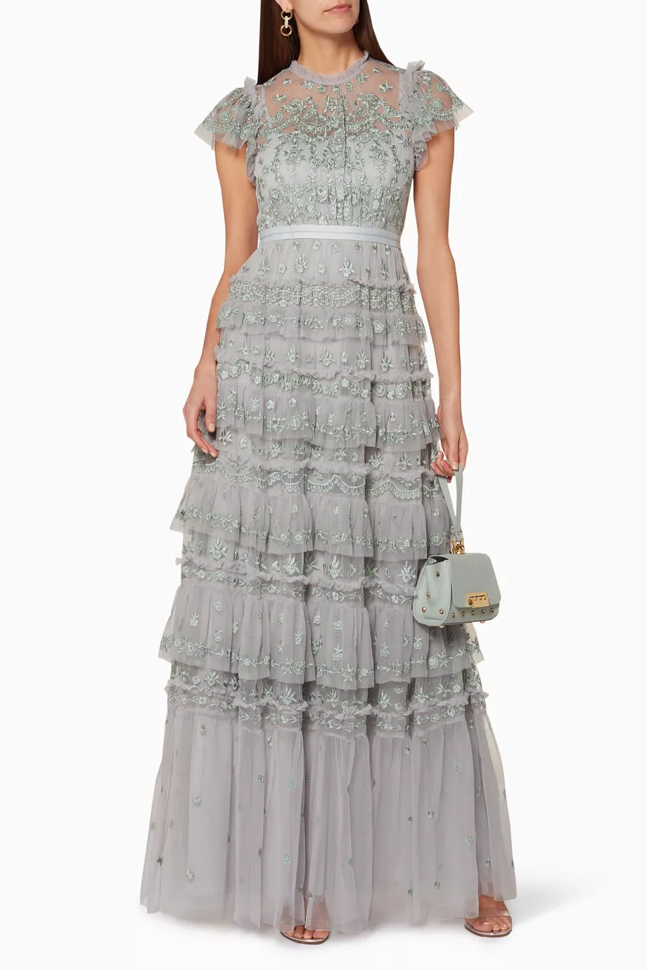 Buy Needle Thread Blue Pistachio Blue Embroidered Darcy Gown for