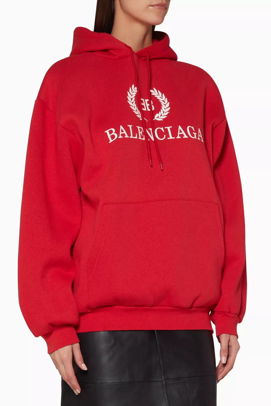 Balenciaga black sale and red hoodie