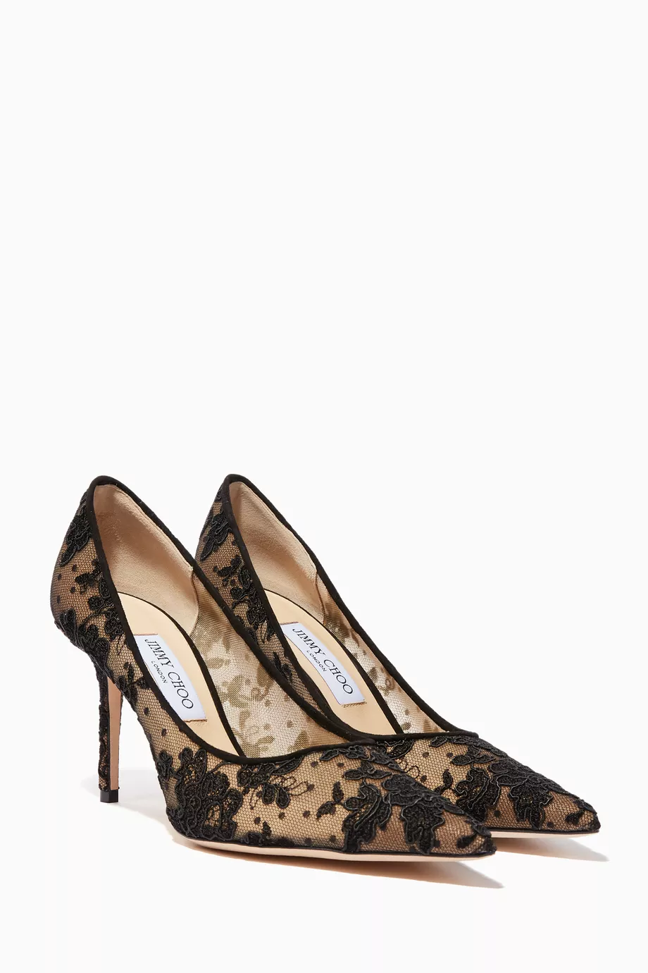Buy Jimmy Choo Black Black Floral Lace Love Pumps for Women in UAE