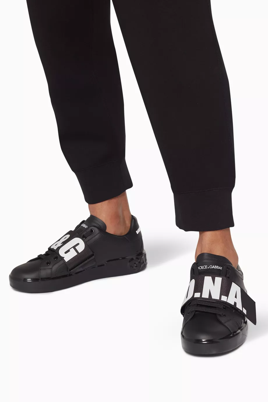 Buy Dolce Gabbana Black DNA Calfskin Nappa Melt Portofino Sneakers for Men in UAE Ounass