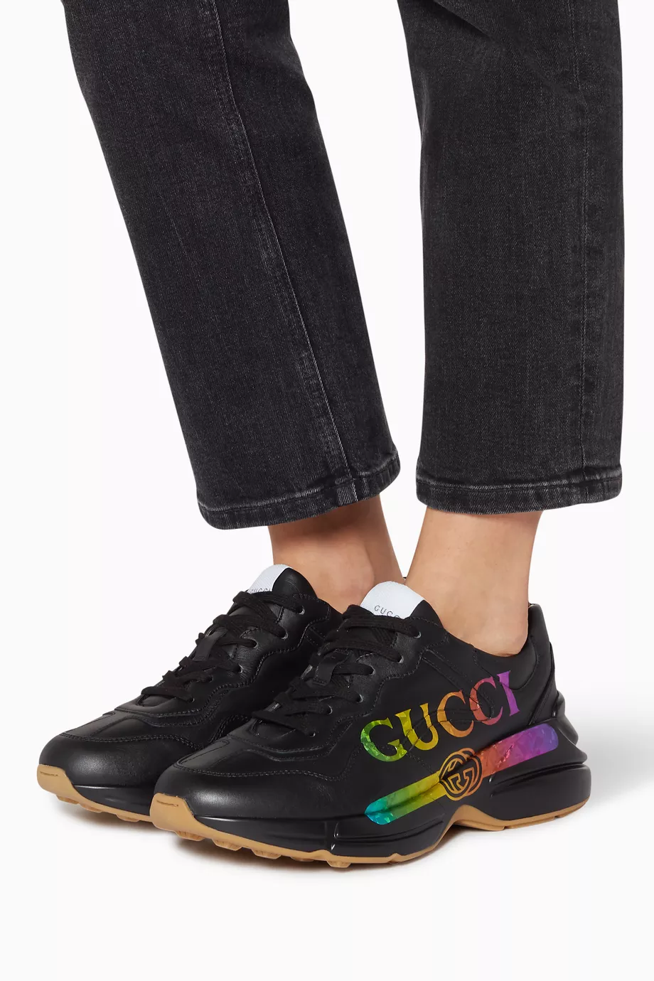 Gucci rhyton deals black rainbow