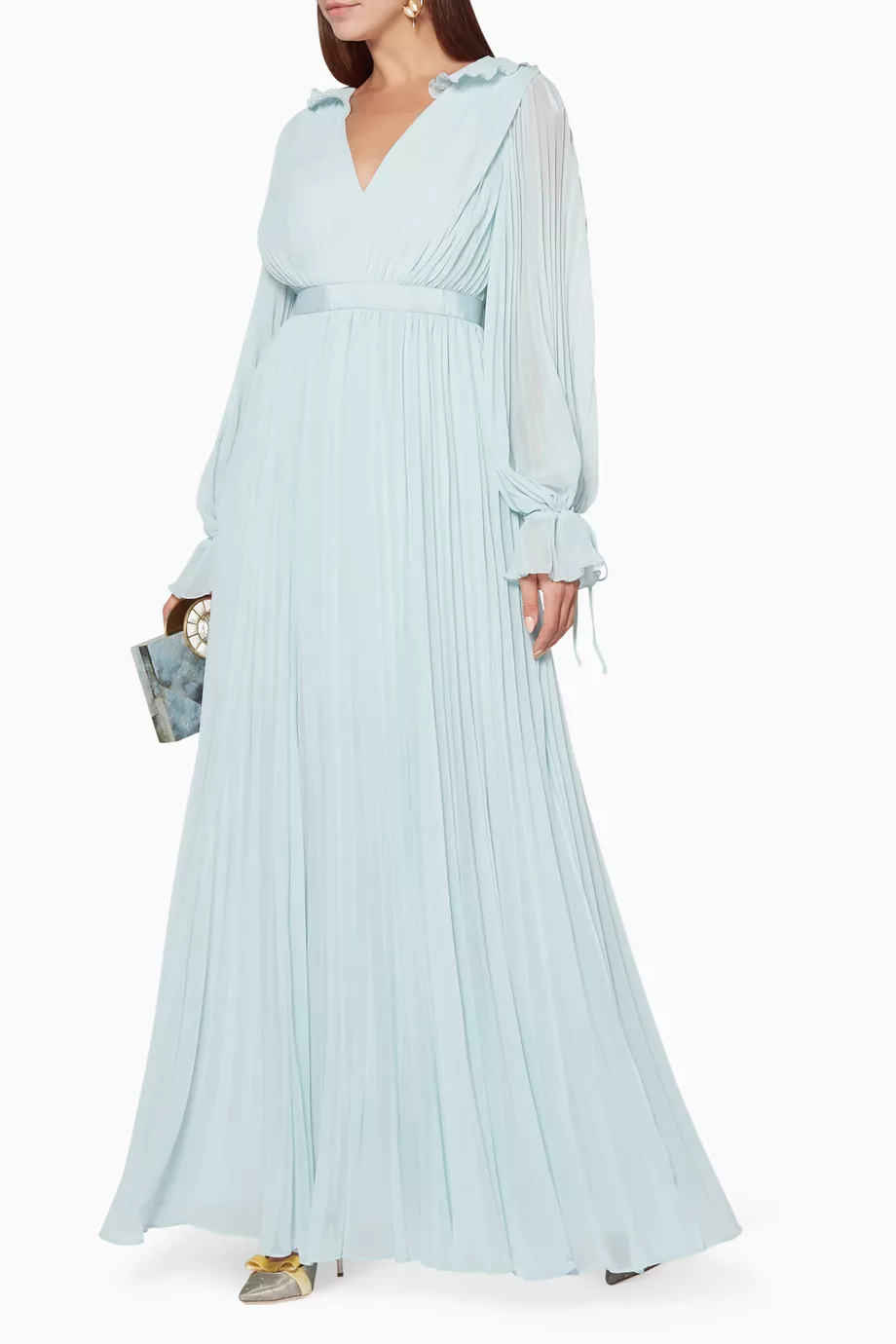 Pale blue chiffon best sale dress