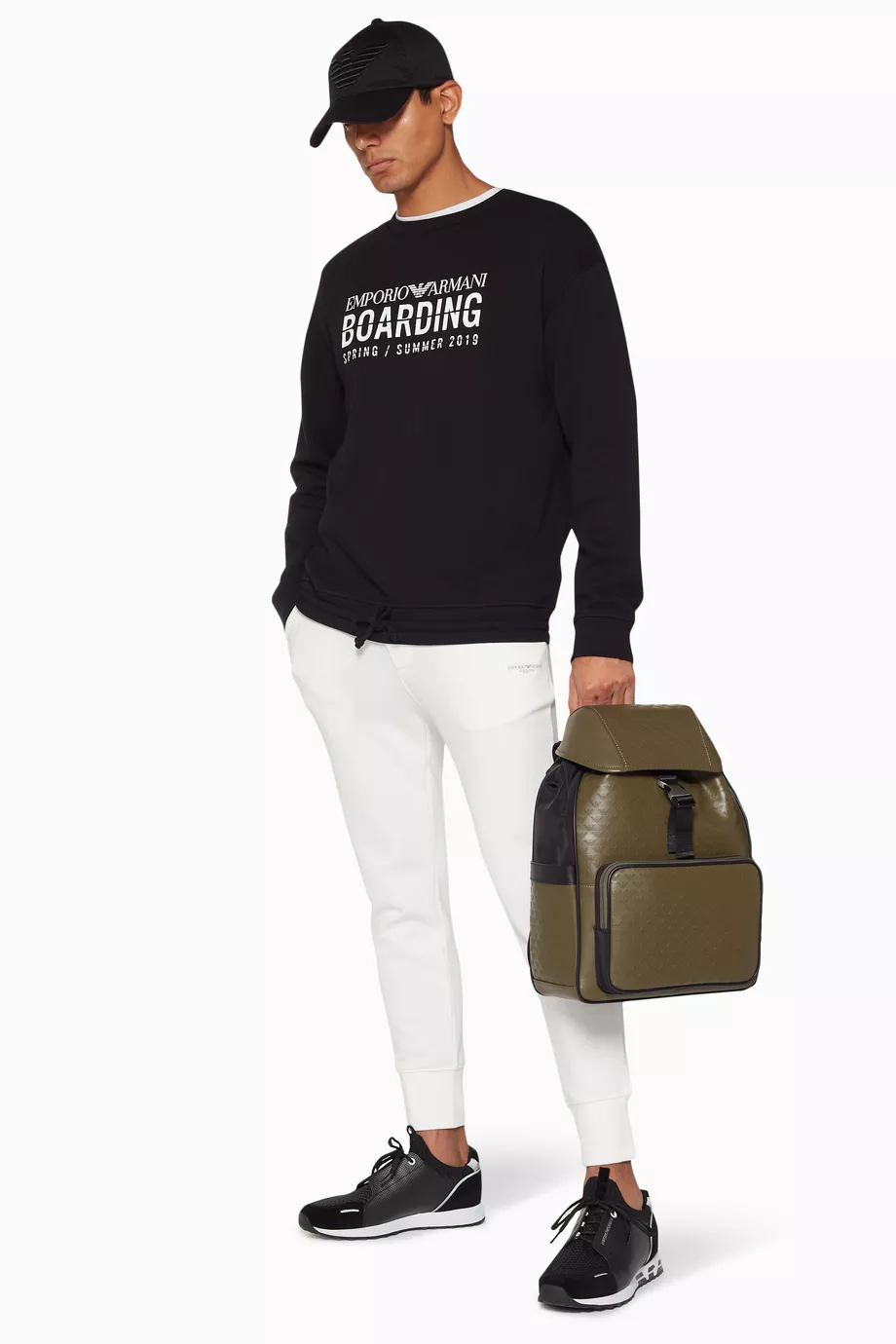 Buy Emporio Armani Black Black Boarding Logo Graphic Sweatshirt for Men in UAE Ounass