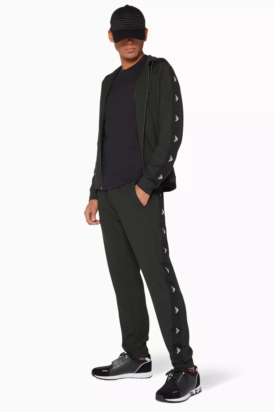 Buy Emporio Armani Green Dark Green Logo Detail Track Pants for