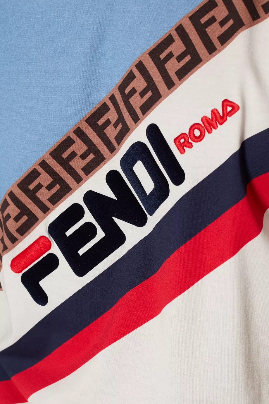 Buy Fendi Blue White Fila Oversized T Shirt for Men in UAE Ounass