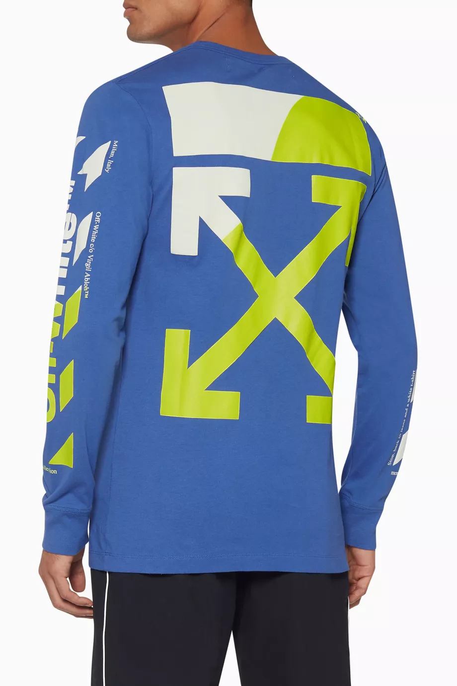 Buy Off White Blue Diagonal Stripe Split Logo Long Sleeve T Shirt
