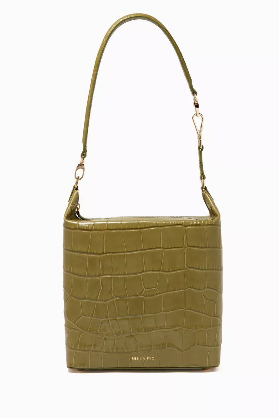 Buy REJINA PYO Green Lucie Crocodile Embossed Leather Bag for