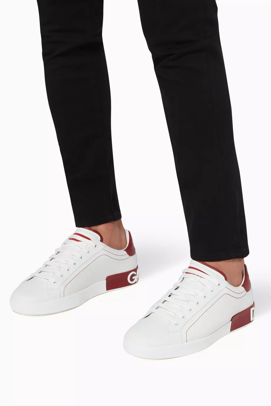 Buy Dolce Gabbana Red Portofino Leather Sneakers for Men in UAE