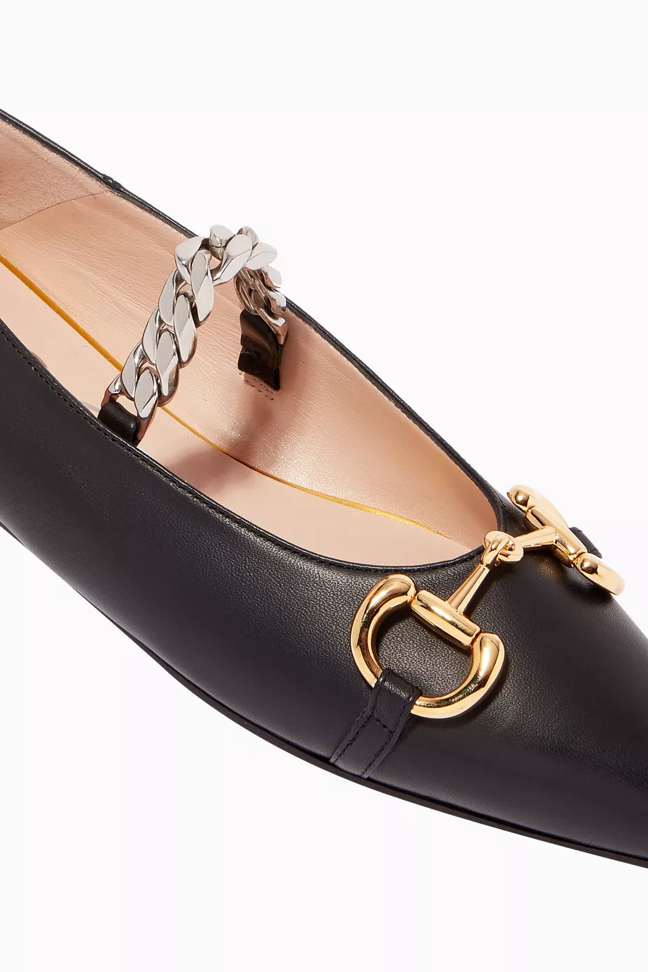 Buy Gucci Black Horsebit Leather Collapsable Ballet Flat for Women