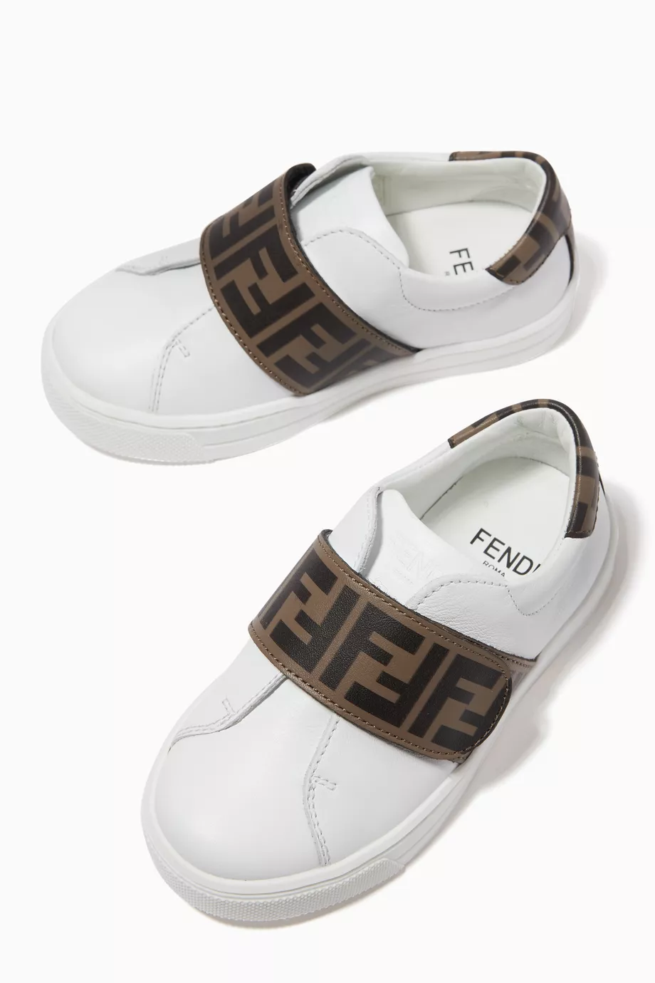 Fendi white leather slip on sales