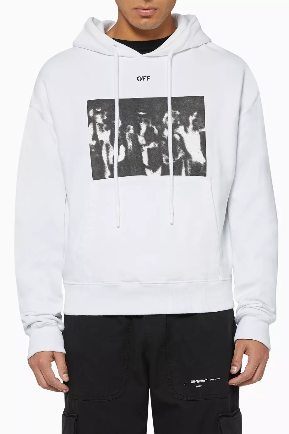 Off white white hot sale spray paint hoodie