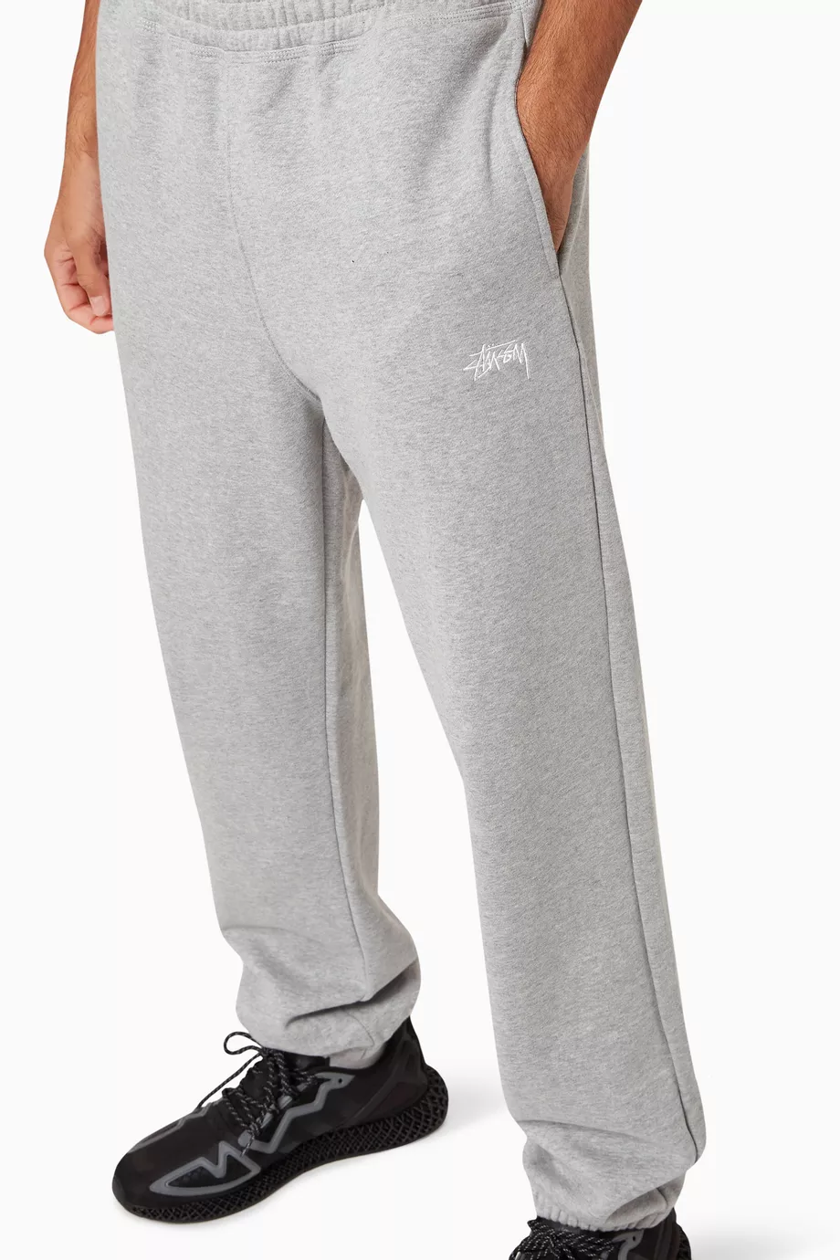 Buy St ssy Grey Stock Cotton Track Pants for Men in UAE Ounass