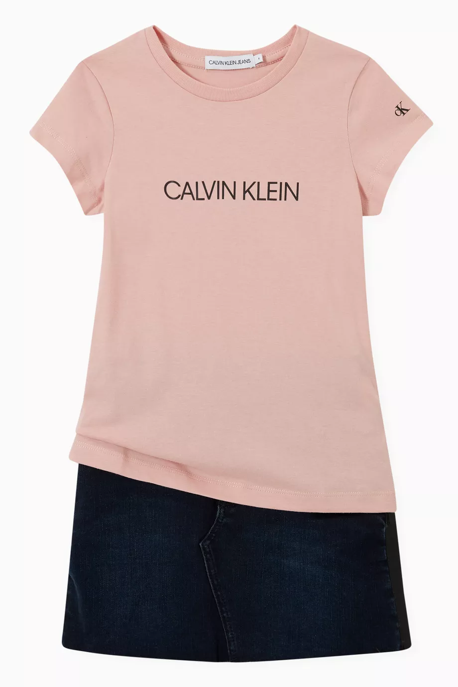 Buy Calvin Klein Pink Institutional Logo T shirt in Cotton for Girls in UAE Ounass