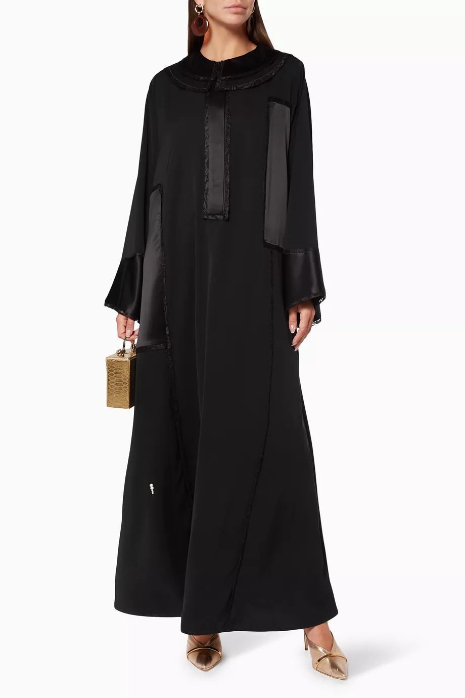 Buy Pearl Haute Couture Black Silk Chiffon Abaya for Women in